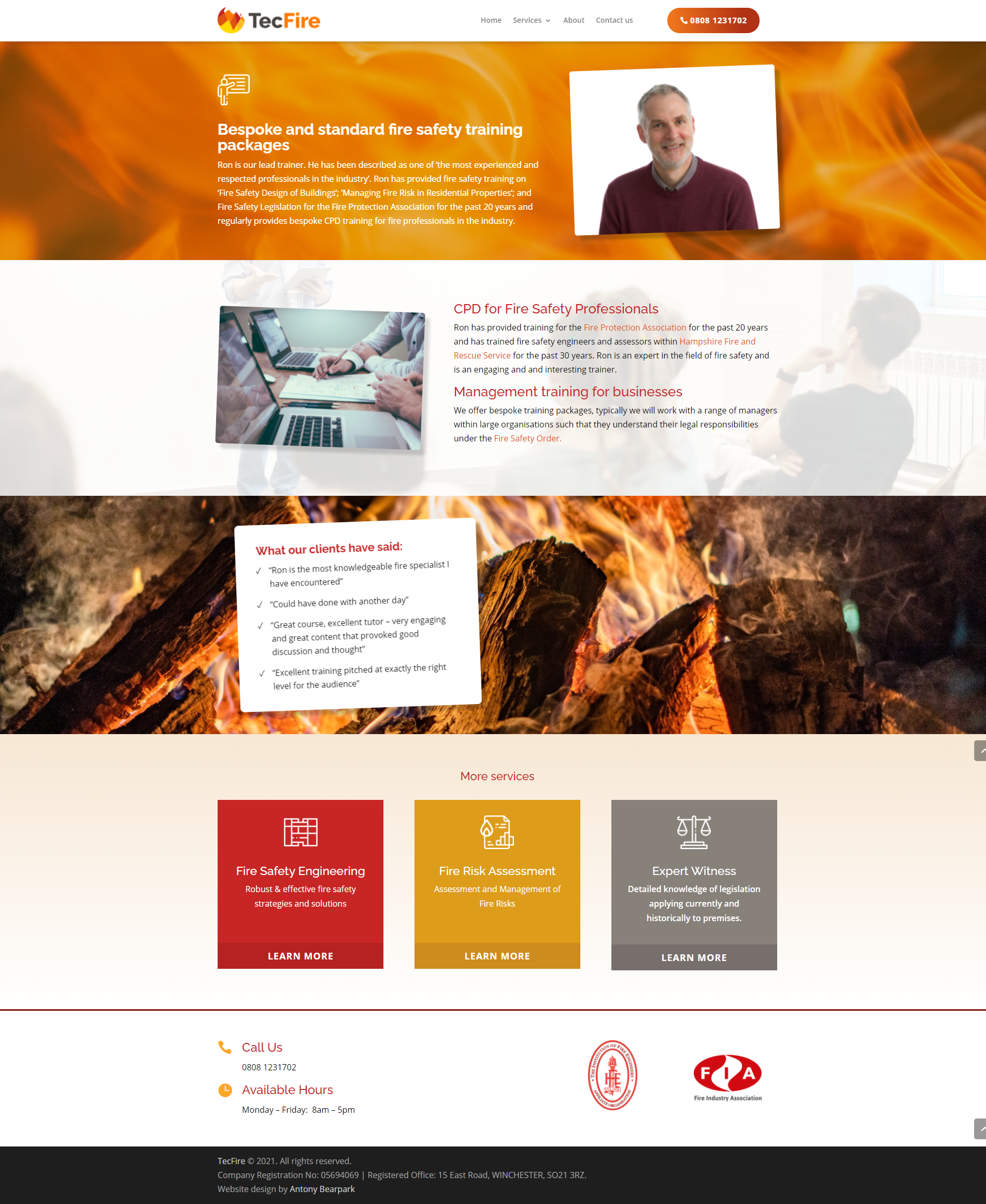 TecFire Website Fire Safety Training Page