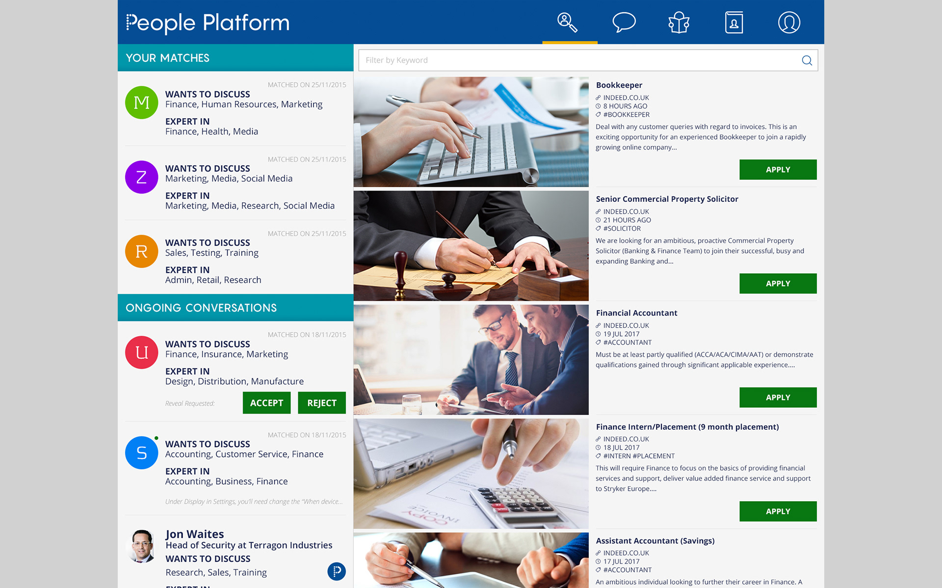 Job searching capabilities