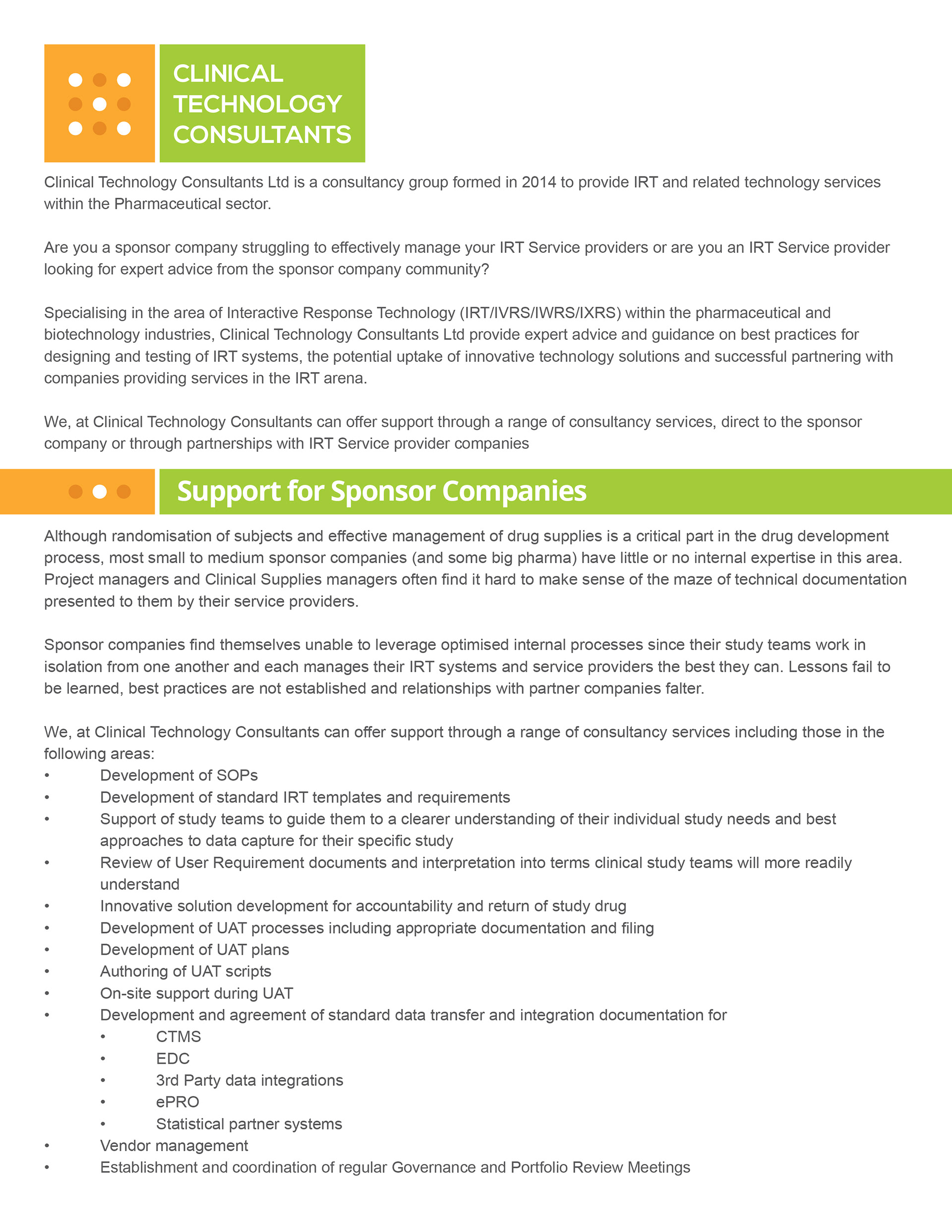 Clinical Technology Consultants Leaflet