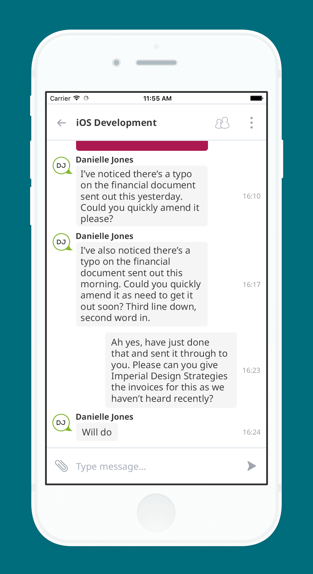 Yack.net Mobile app displaying a conversation