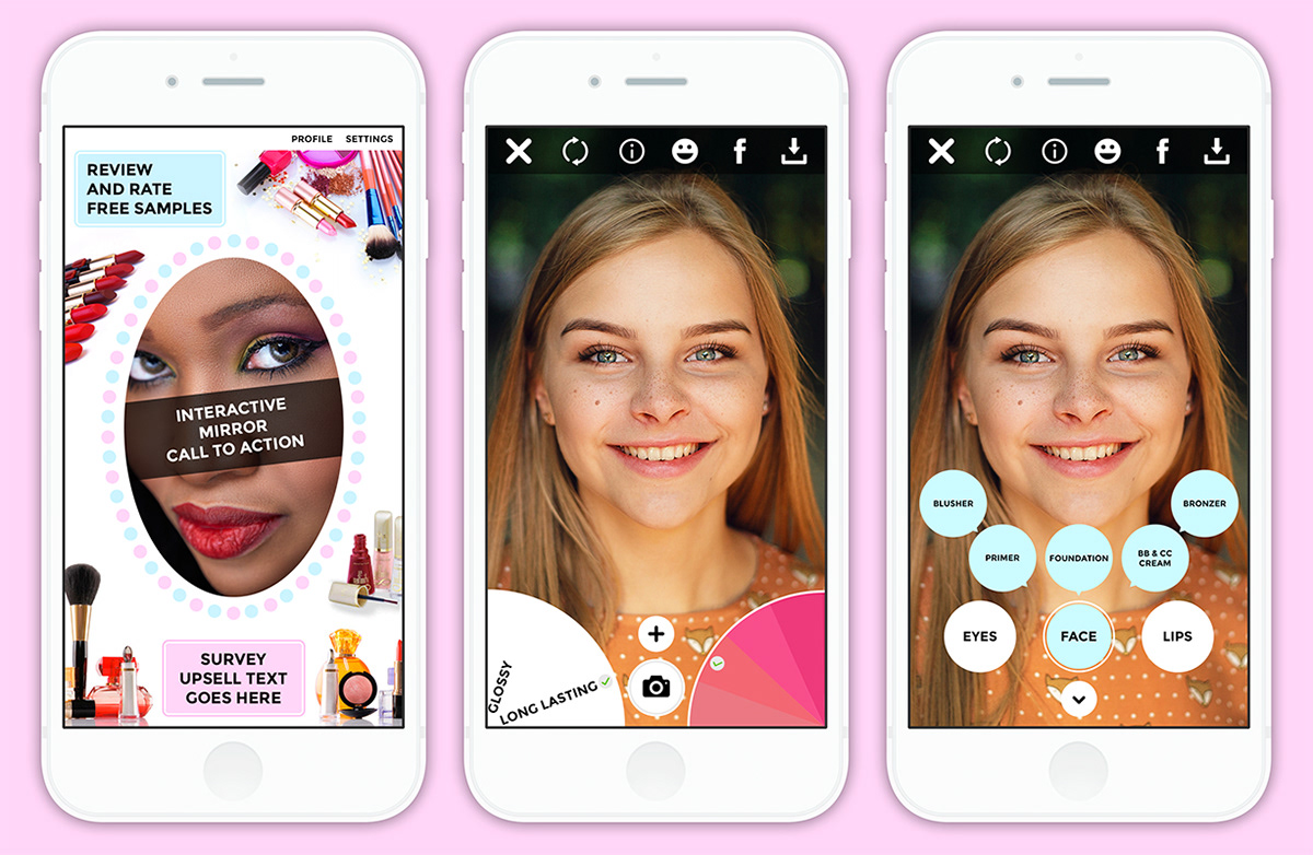 Mobile app for applying makeup using facial recognition