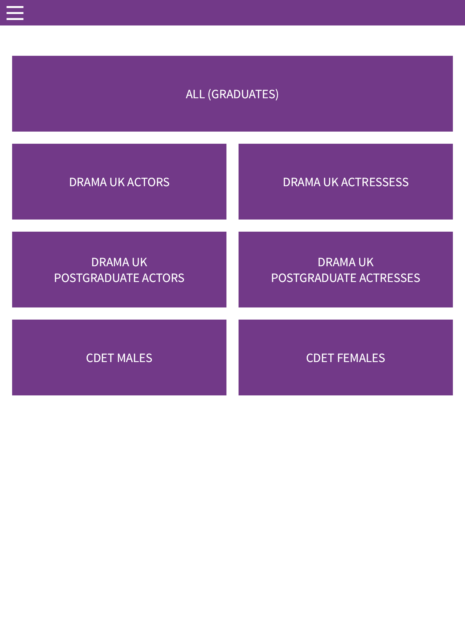 Spotlight Graduates App Menu