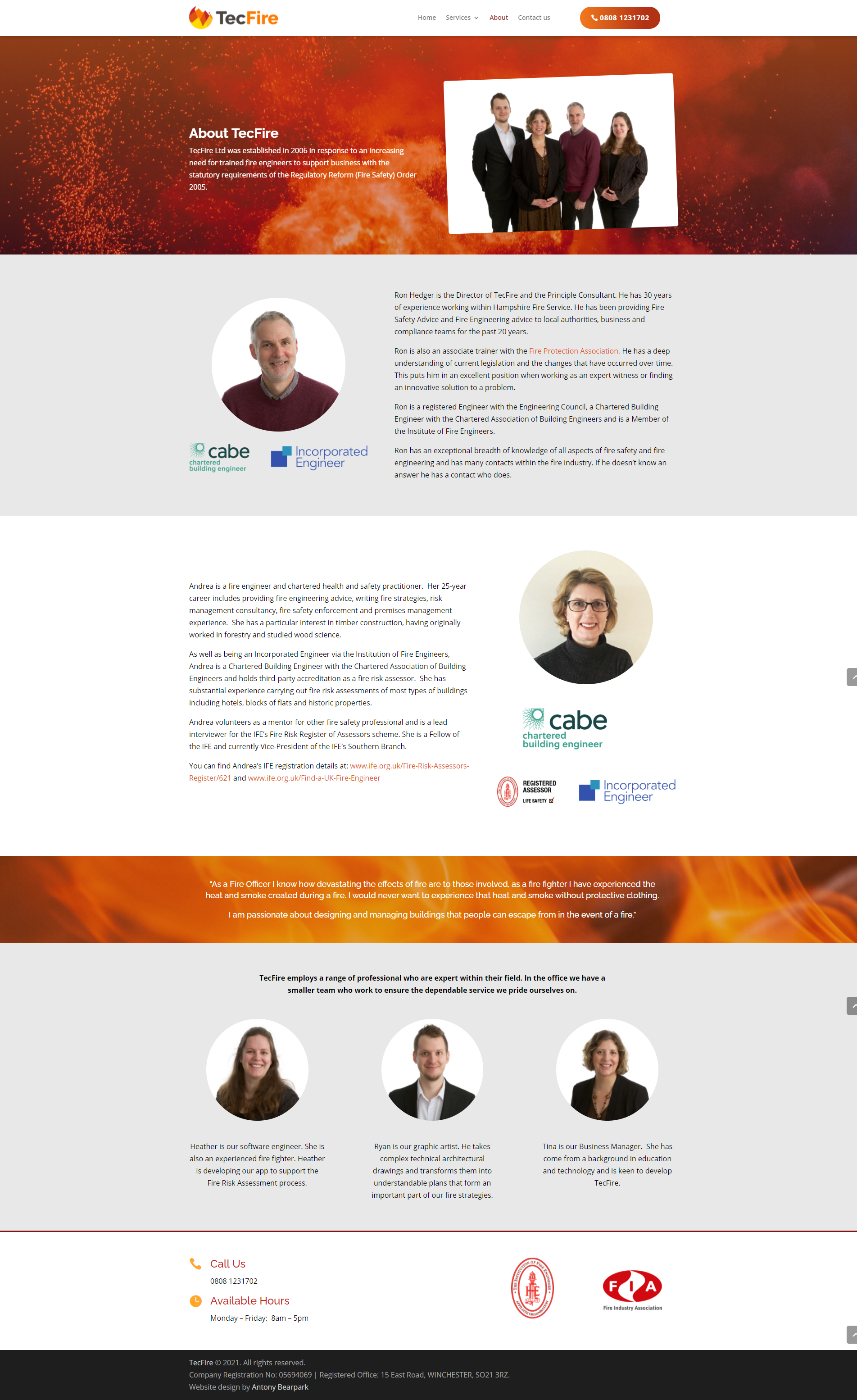 TecFire Website About Us Page