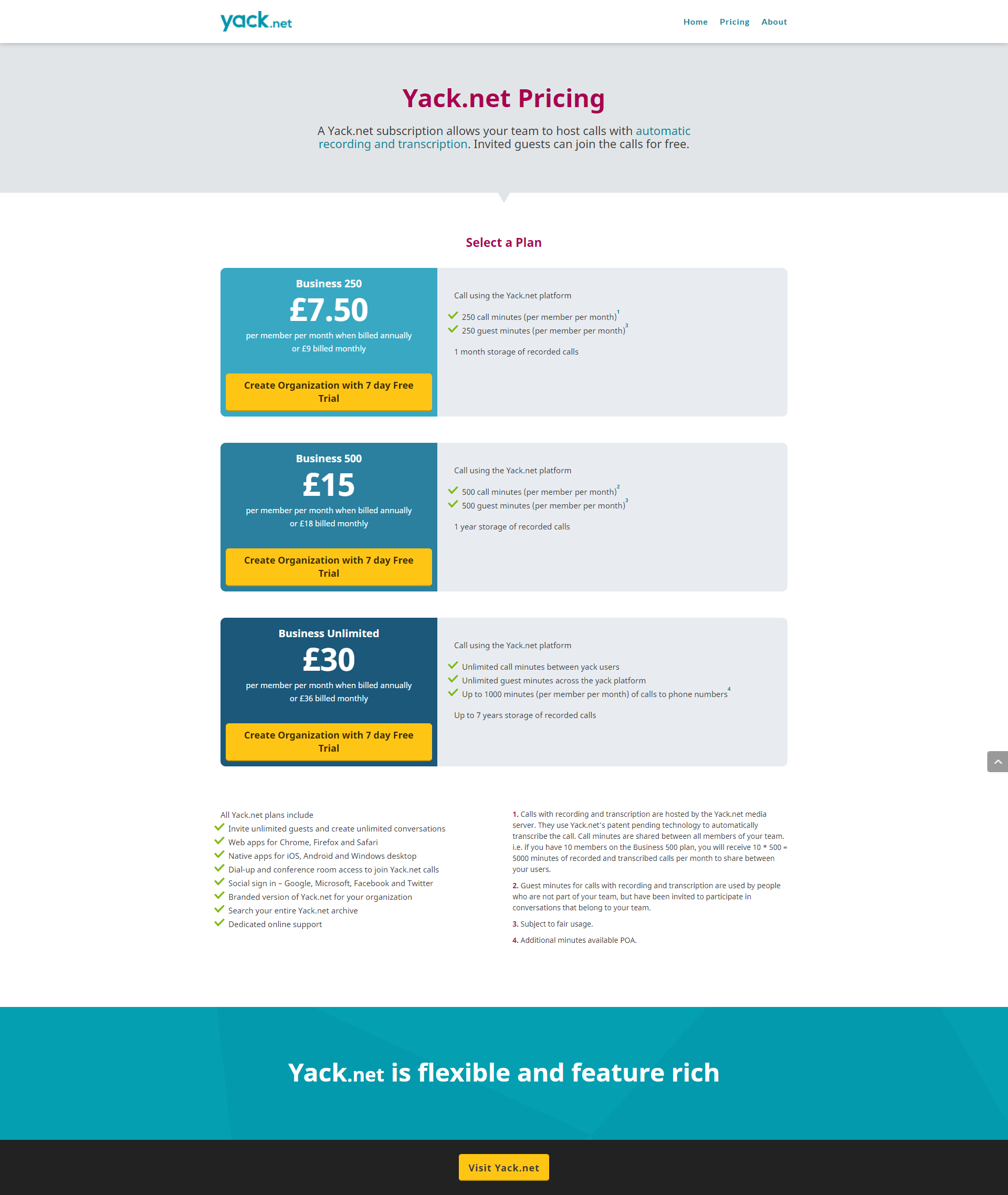 Preview of the original website pricing page
