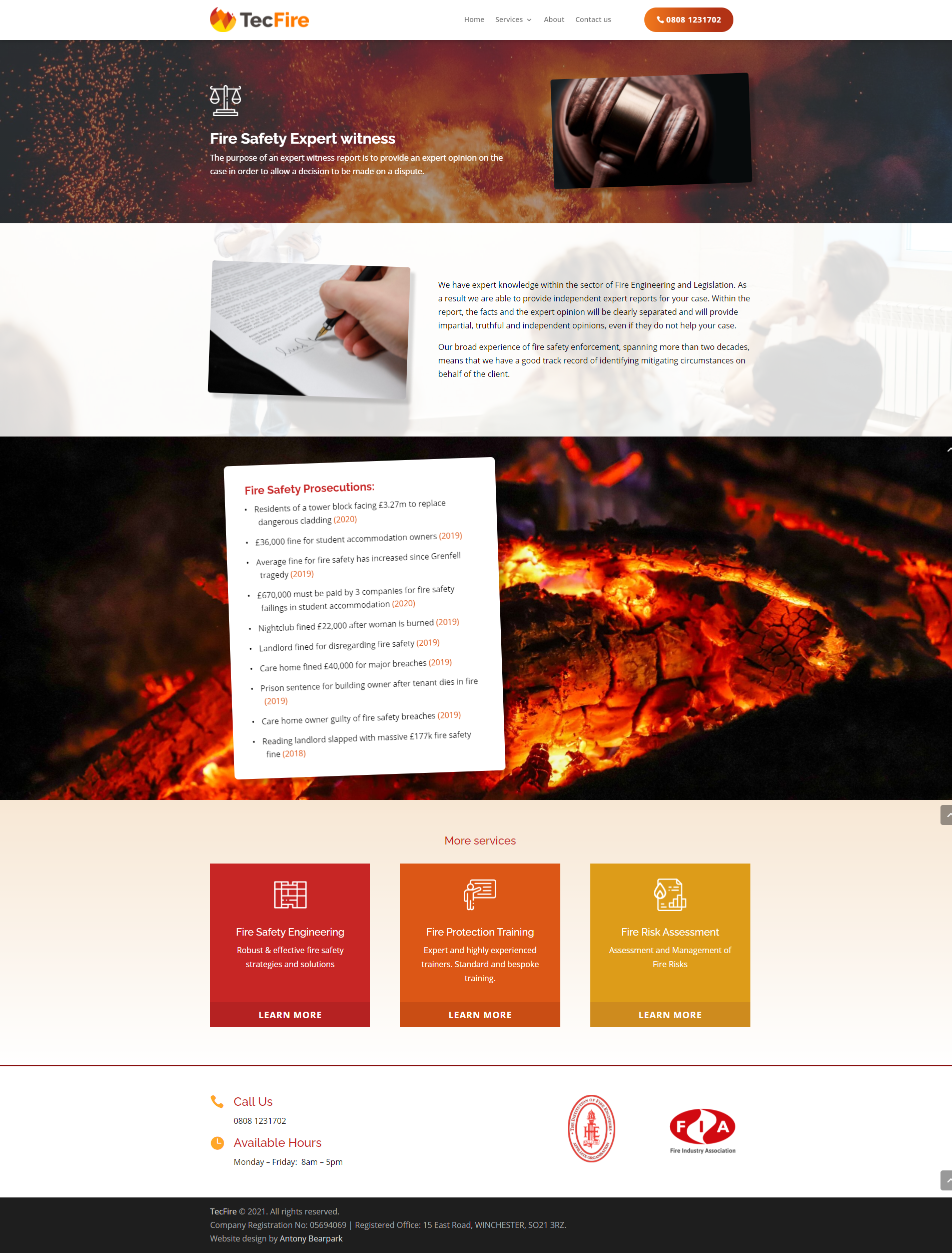 TecFire Website Expert Witness Page