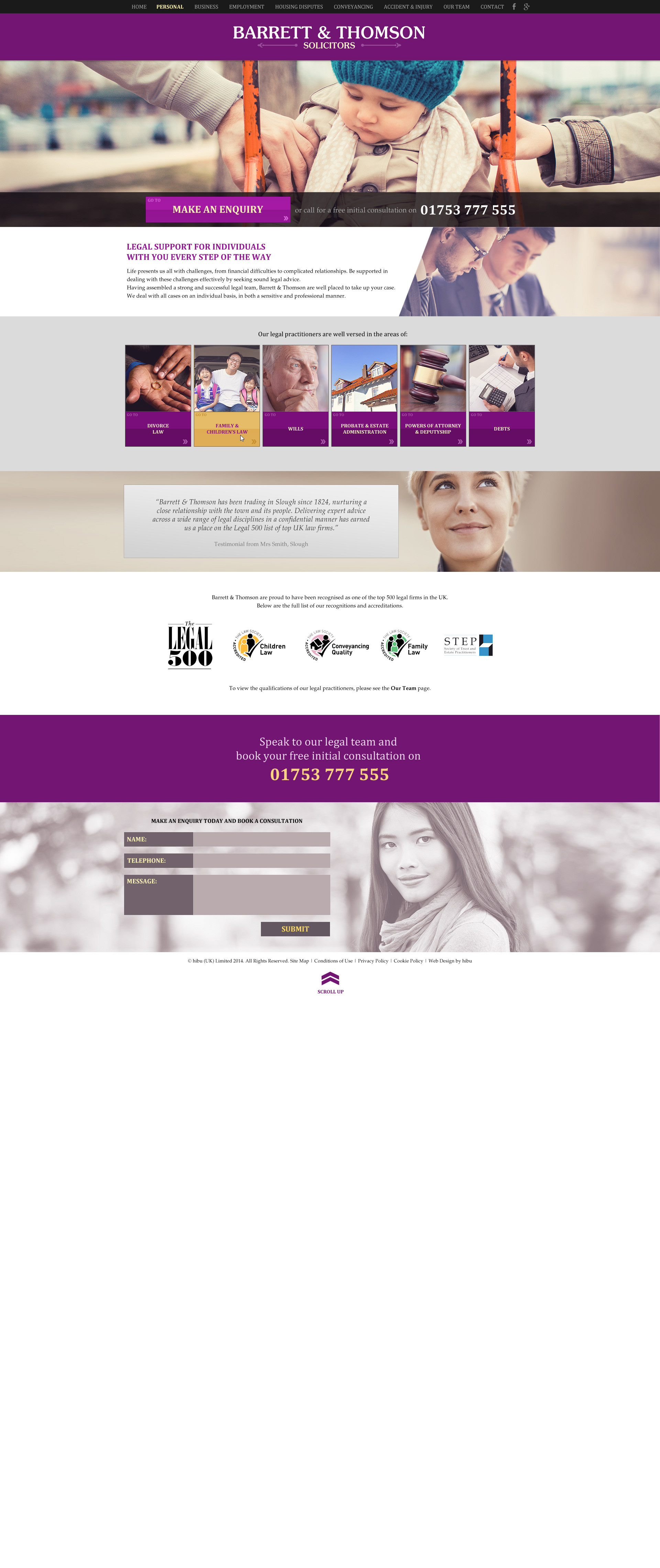 Barrett & Thomson Landing page
