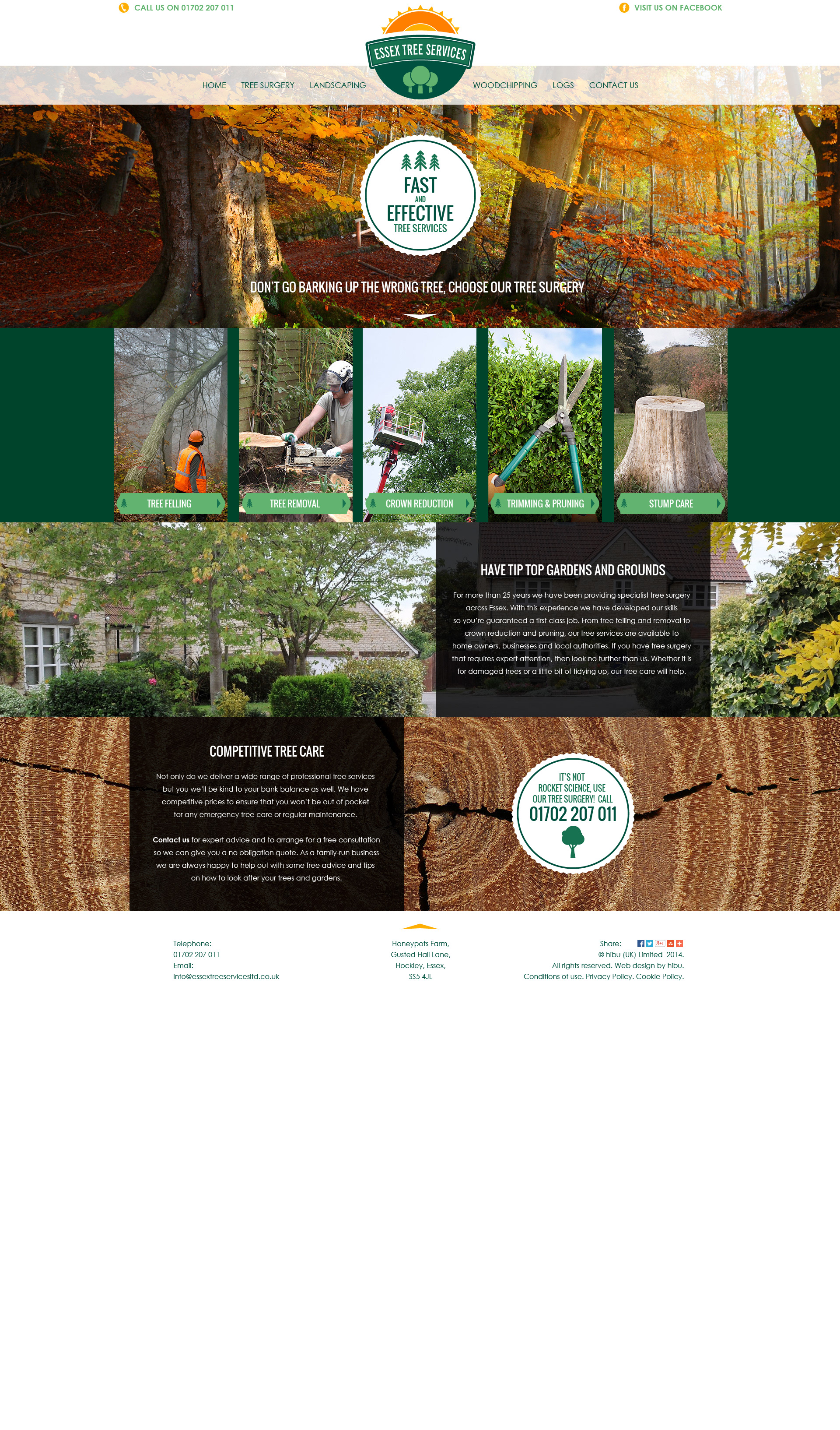 Essex Tree Services Landing page