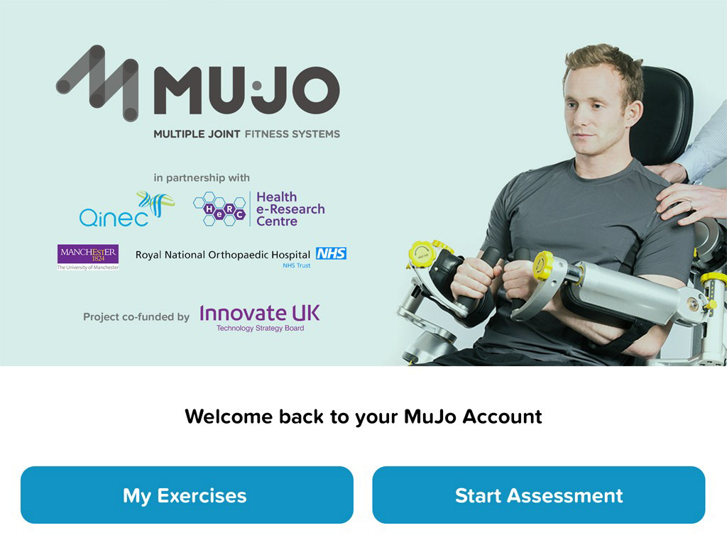 MuJo Patient Machine App: Home Screen