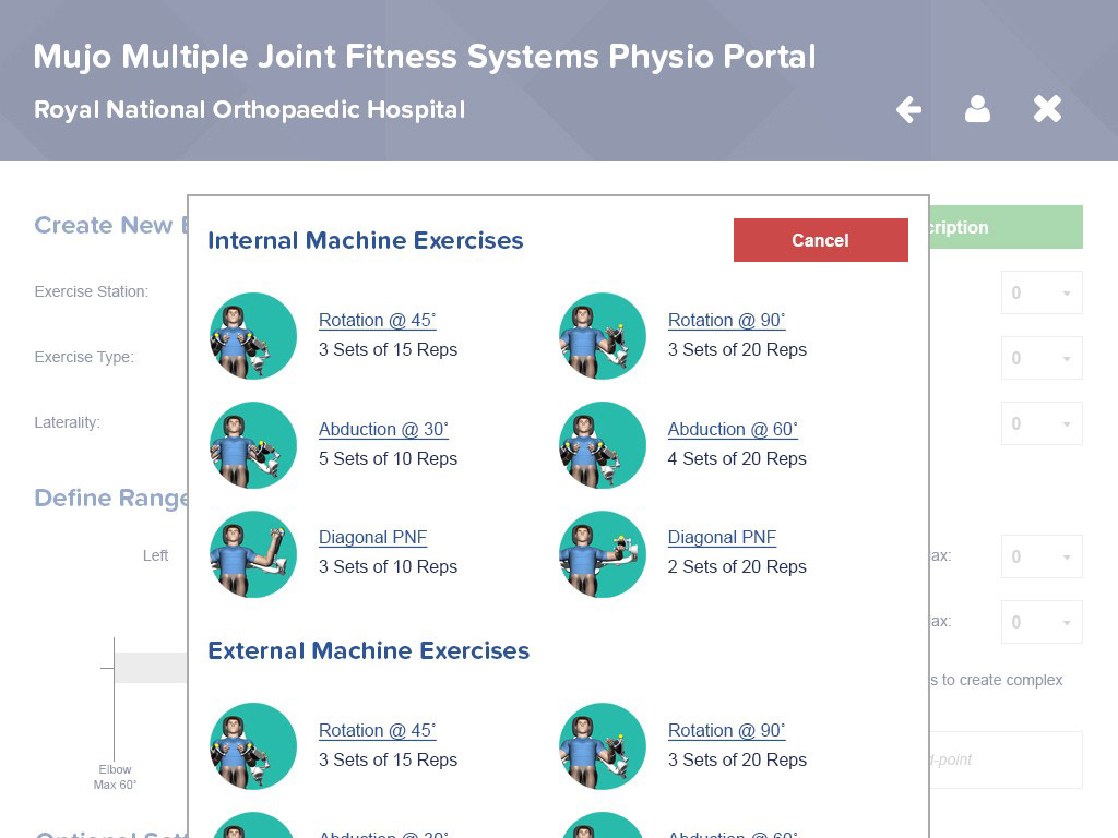 MuJo Physio Portal Web App: Routine Setup
