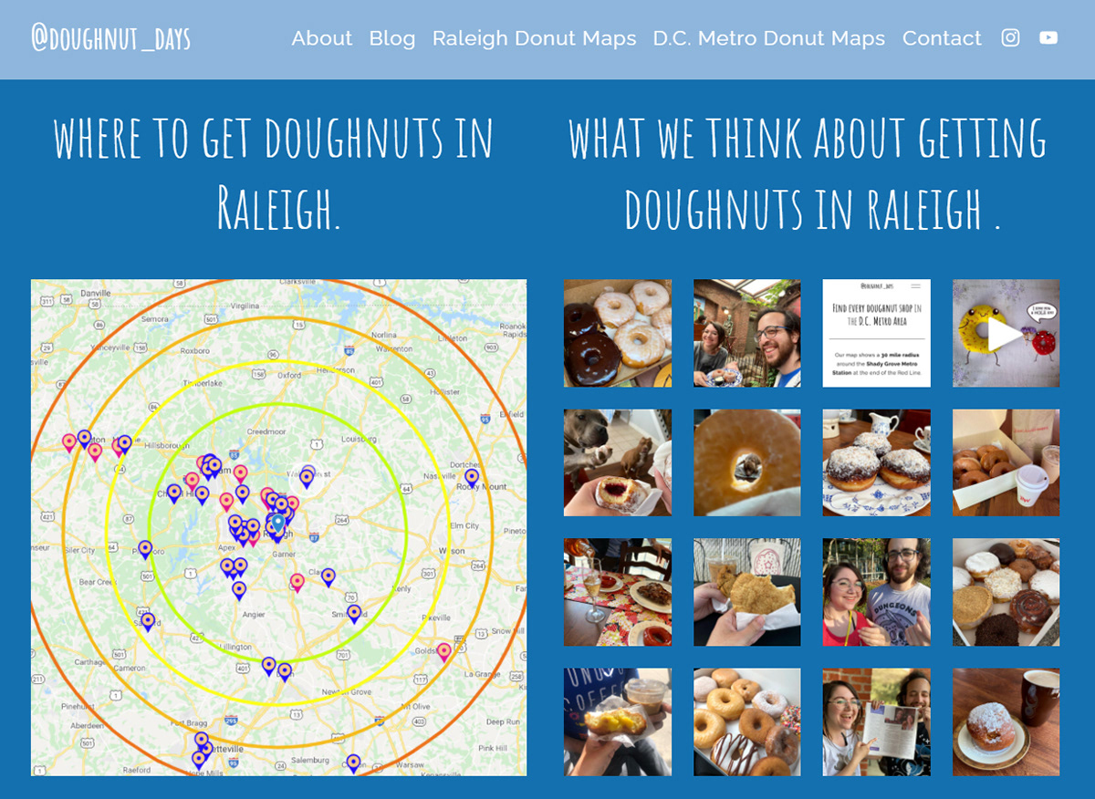 This is section contains a link to our popular Raleigh Donut Maps and Instagram.