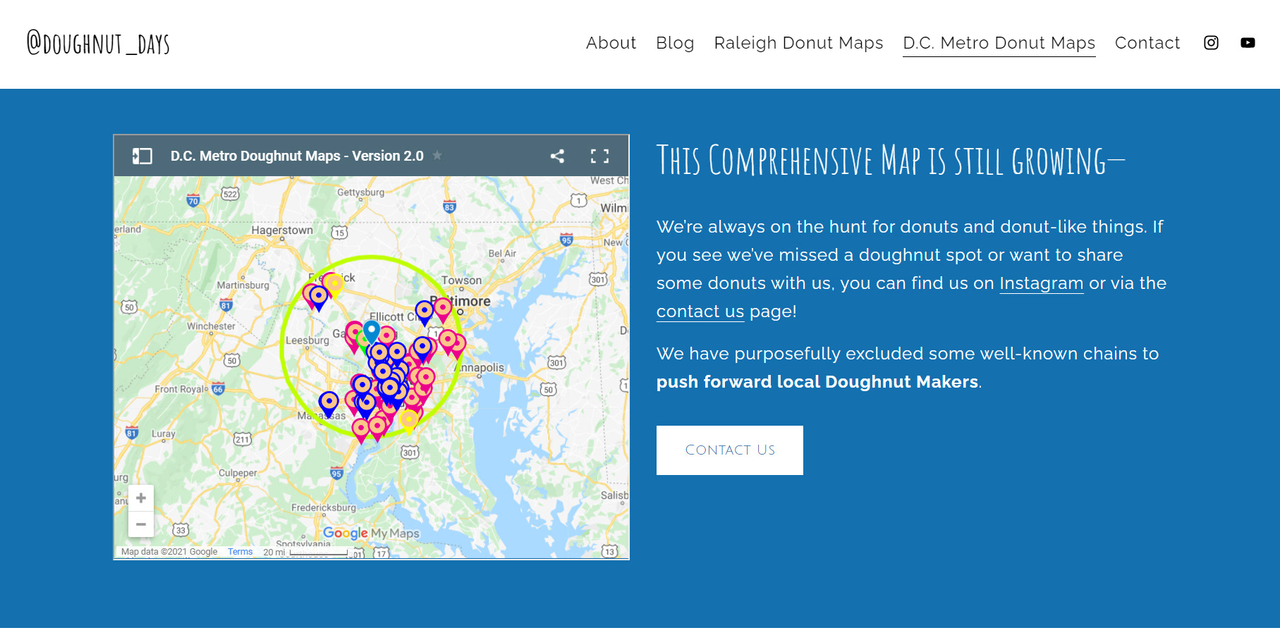 These are our DC Metro Donut Maps, coded into the page, alongside an invitation for interaction.