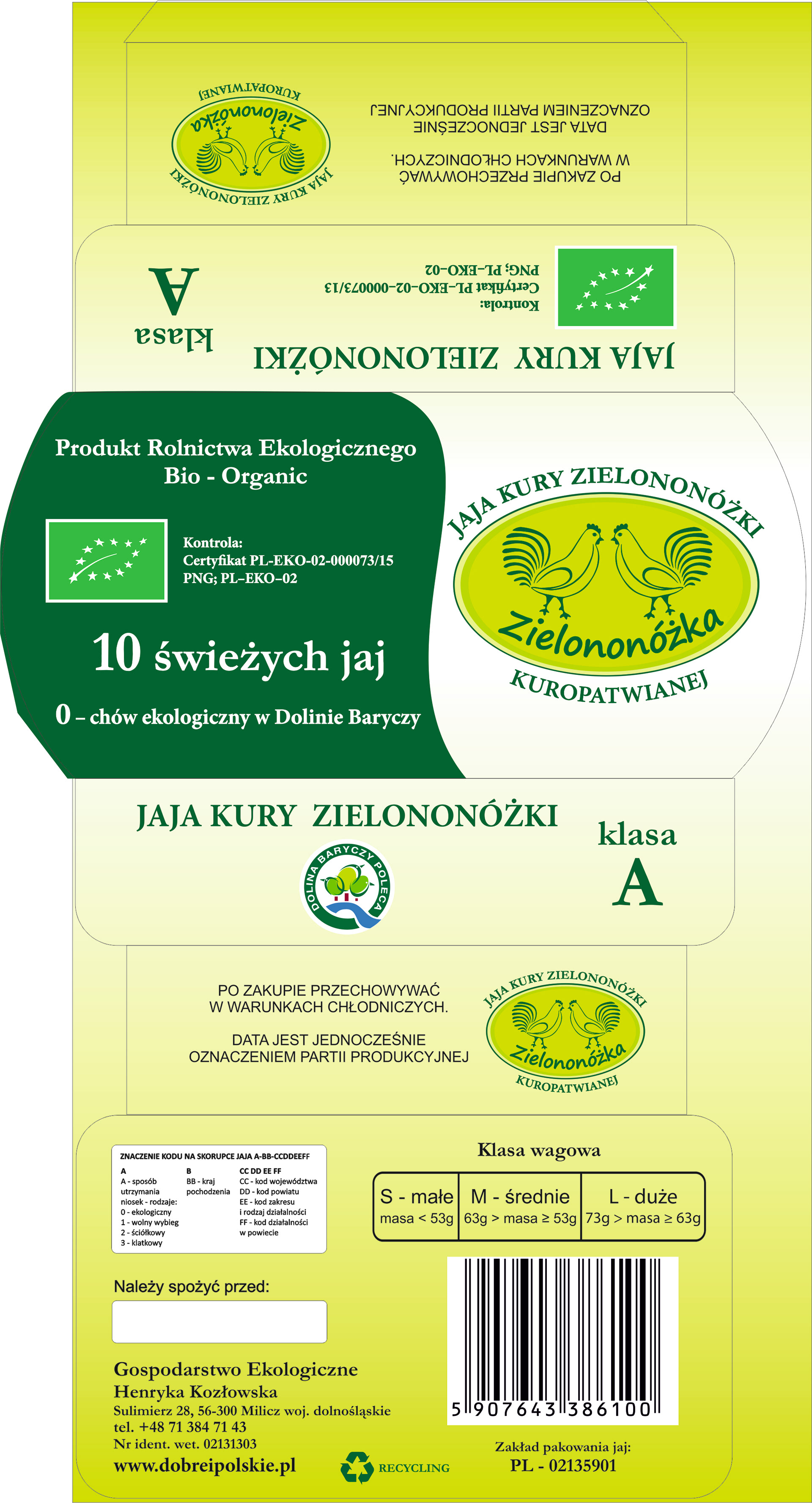 Projekt opaski na opakowanie do jajek z naniesionym wykrojnikiem