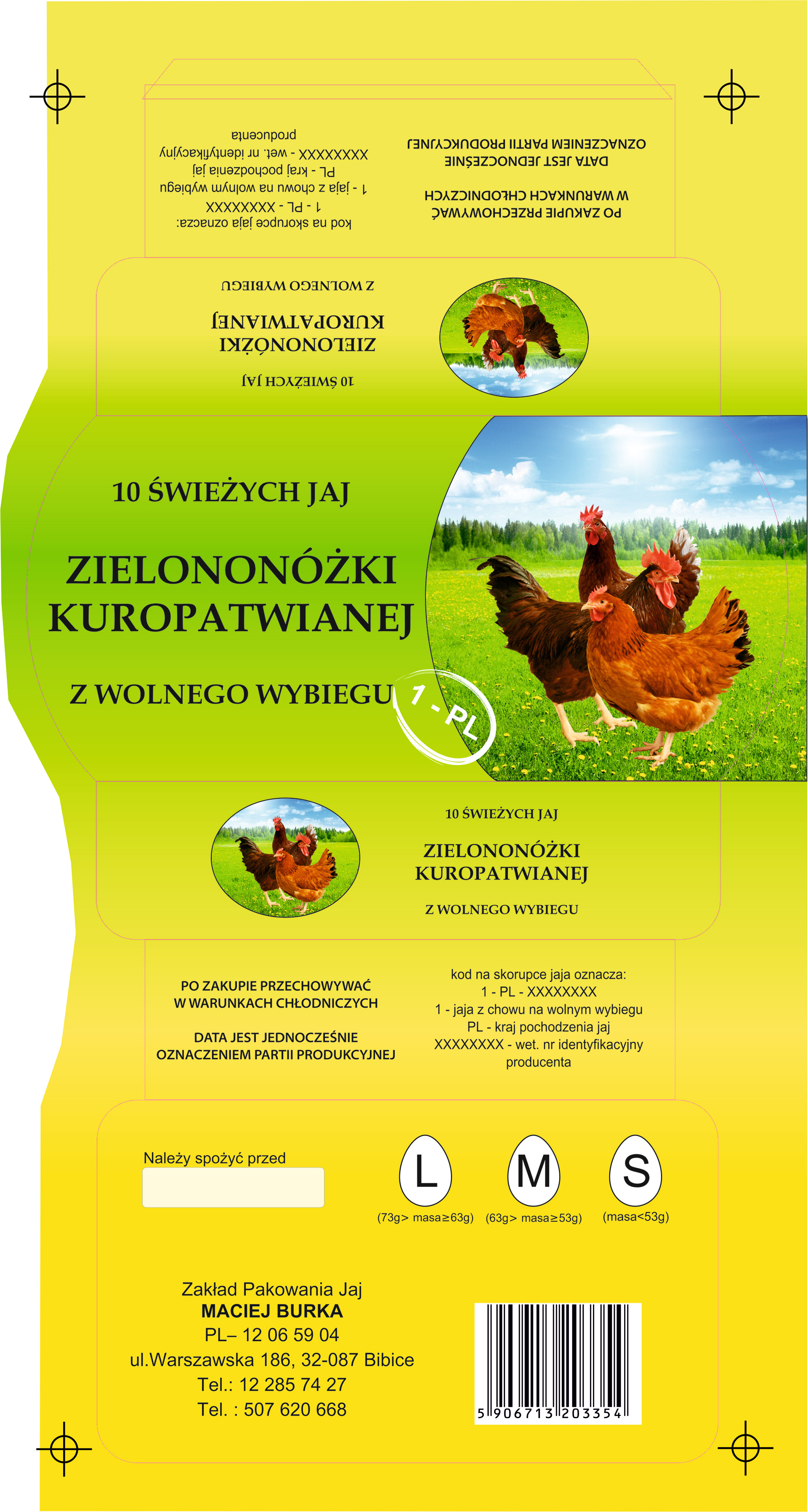 projekt opaski na opakowanie jajek z naniesionym wykrojnikiem