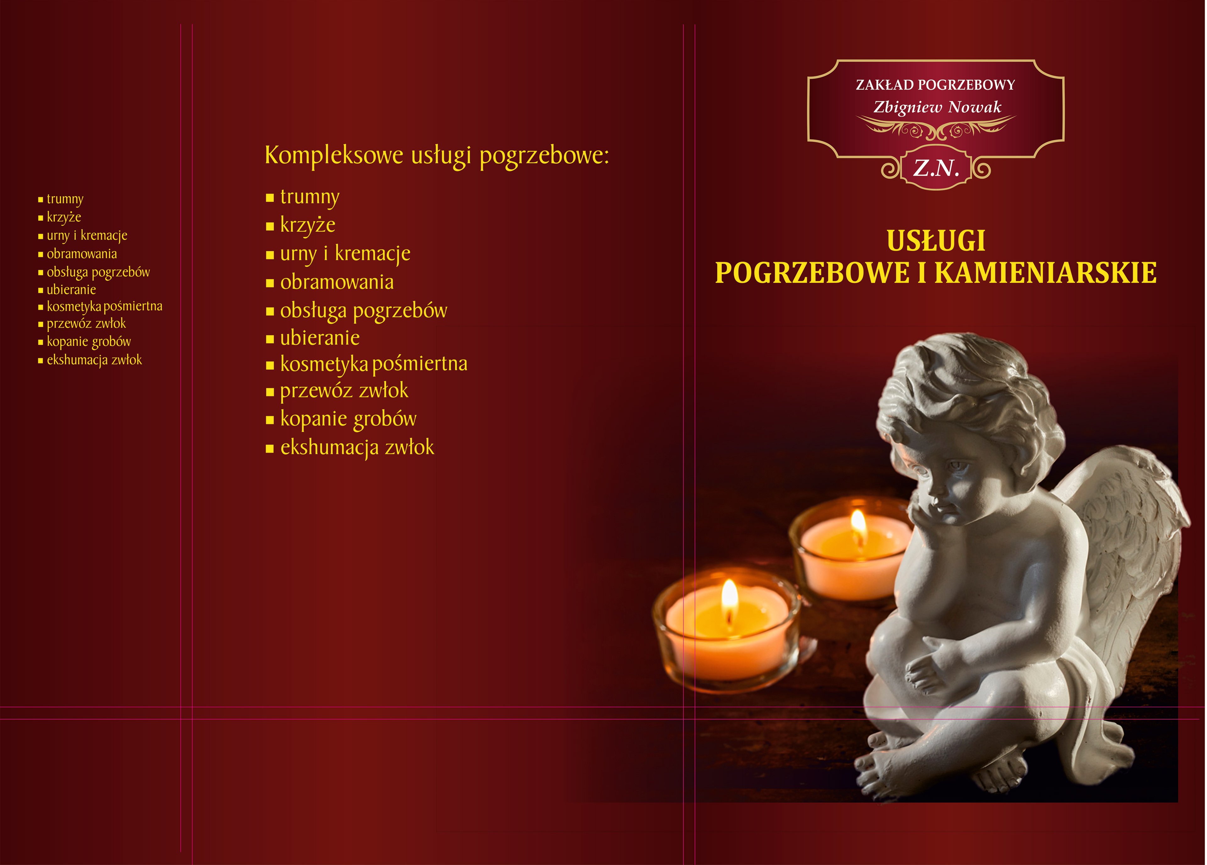 Projekt teczki z pomocniczymi liniami wykrojnika