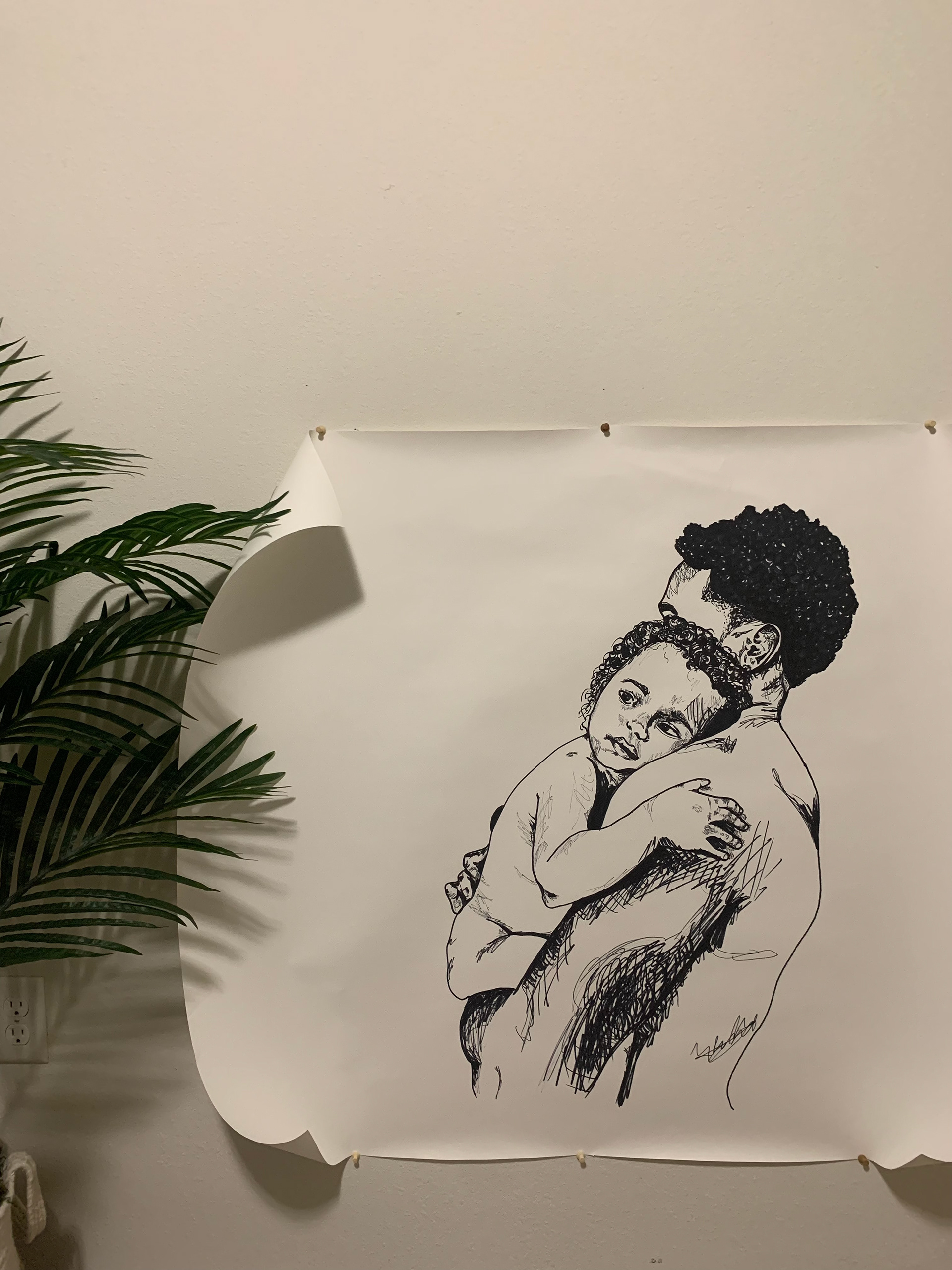 "Intimate Moment" 44x44in. Sharpie