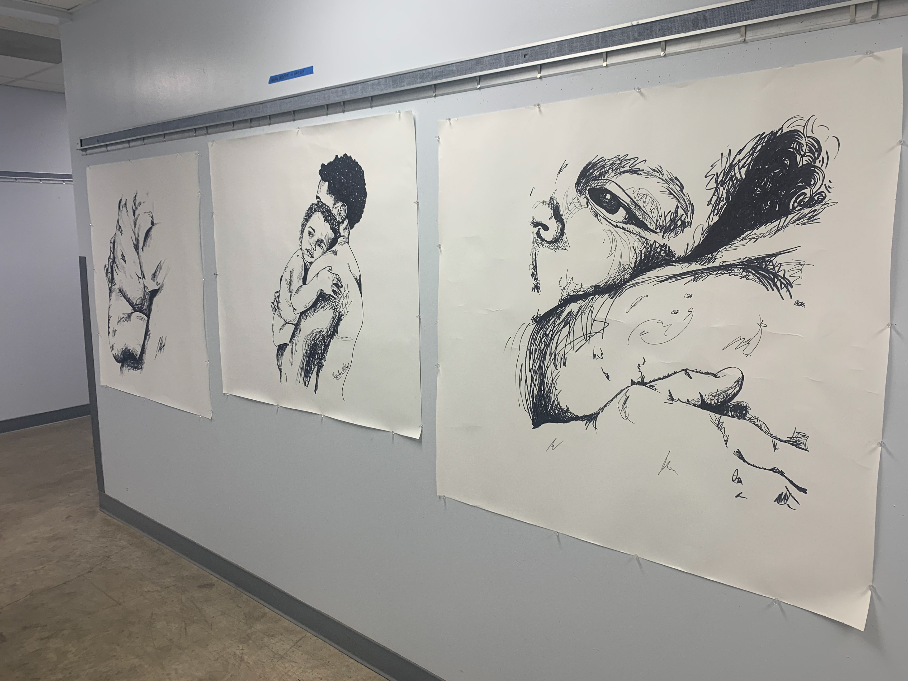 "Intimate Moment" Series. Each roughly 44x44in. Sharpie