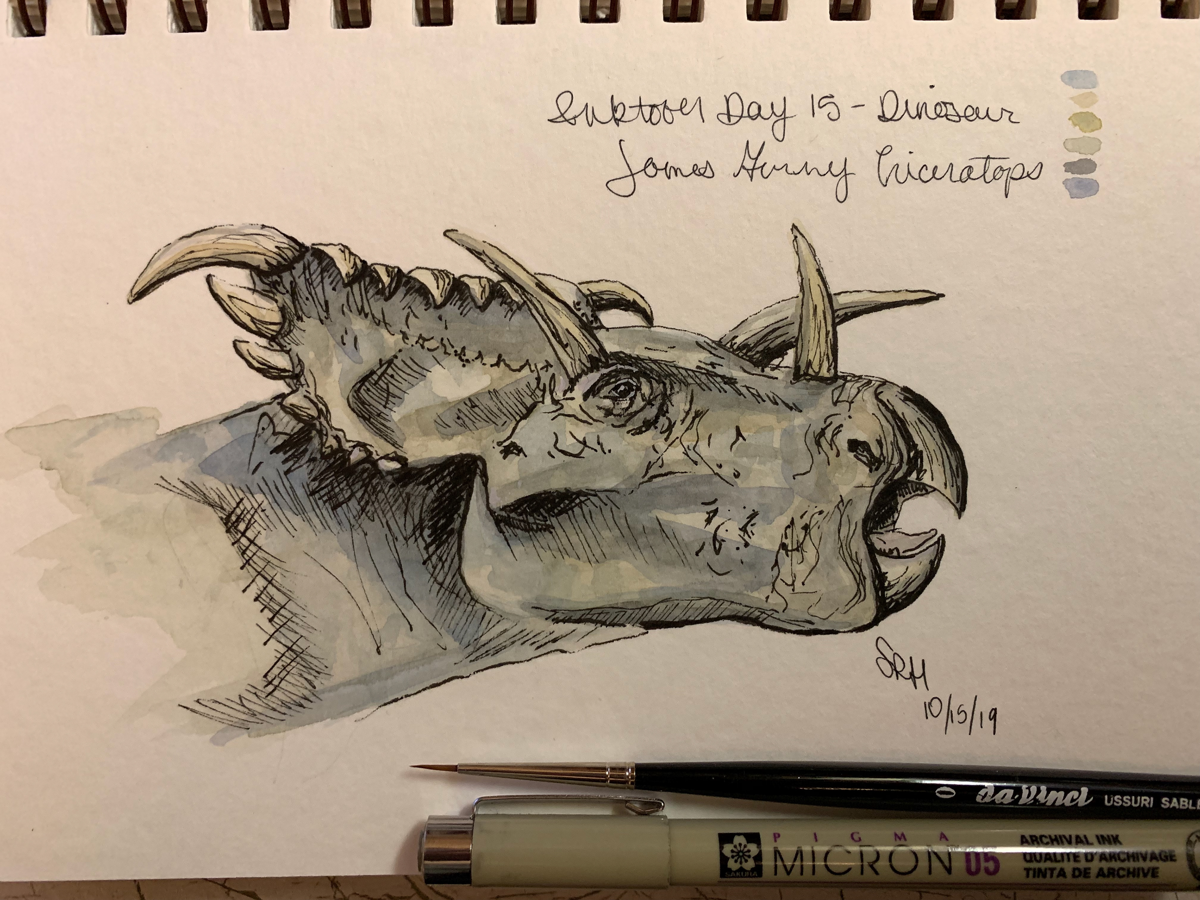 Day 15 - Dinosaur - James Gurney Triceratops
