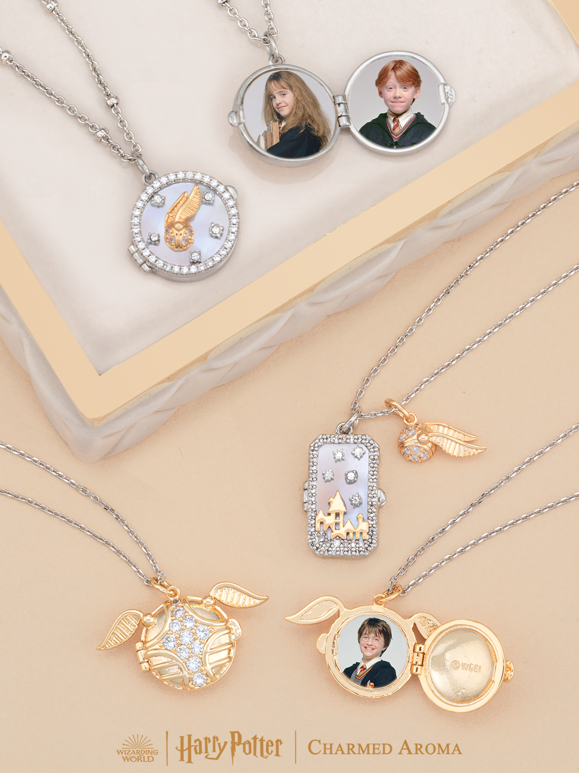 Charmed Aroma Golden Snitch Locket Necklace Collection