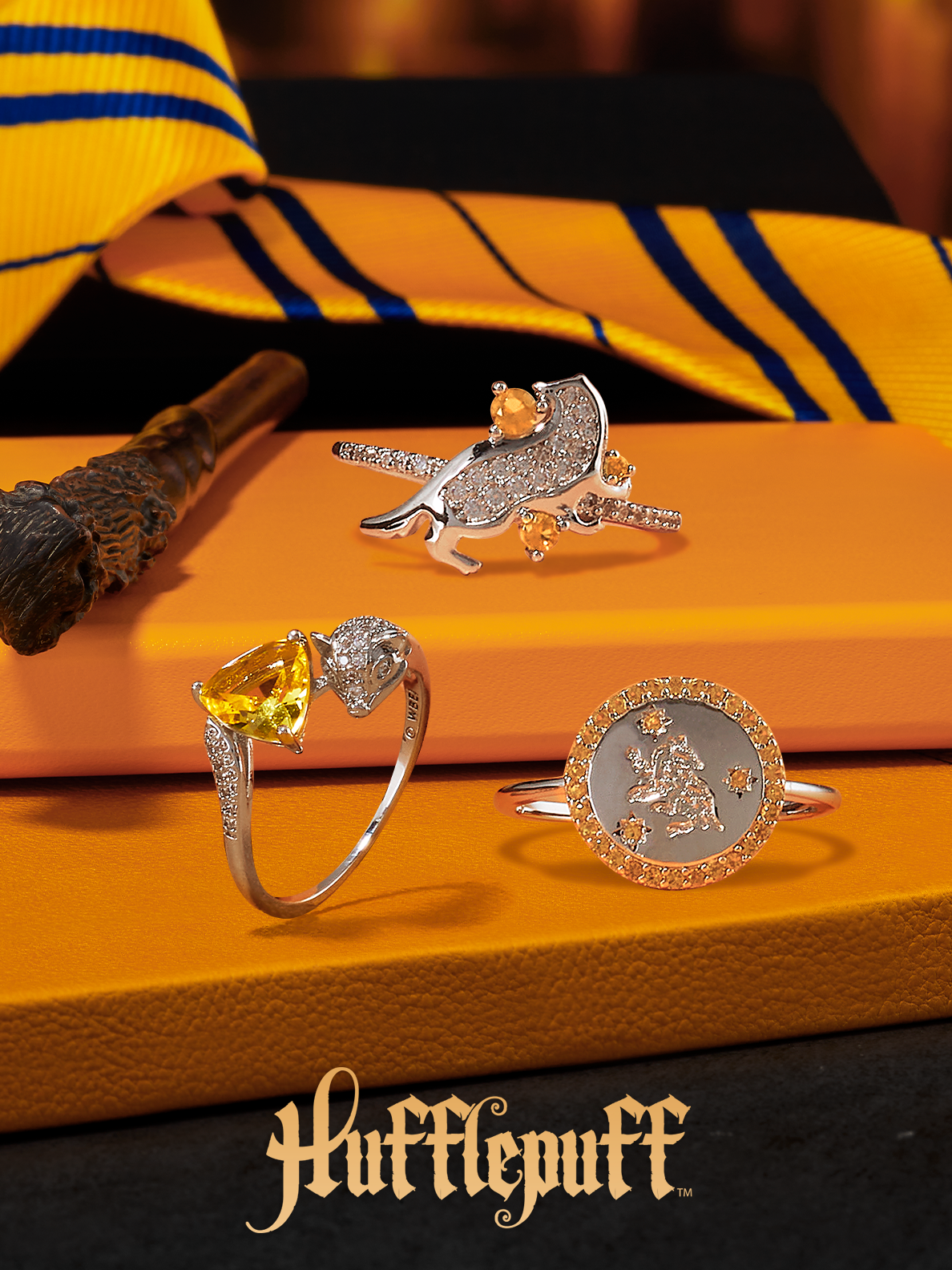 Charmed Aroma Harry Potter Hufflepuff House Pride Ring Collection