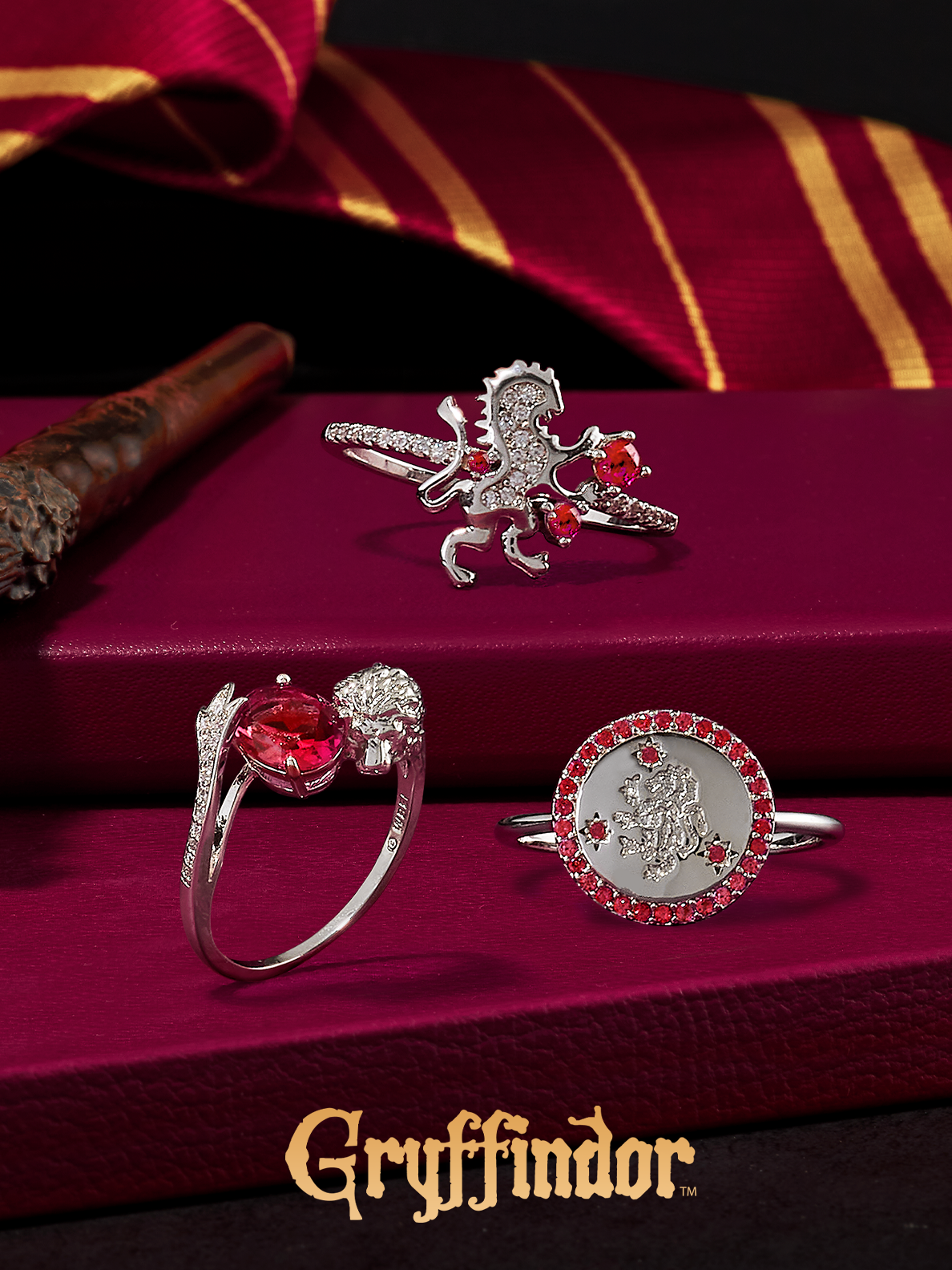 Charmed Aroma Harry Potter Gryffindor House Pride Ring Collection