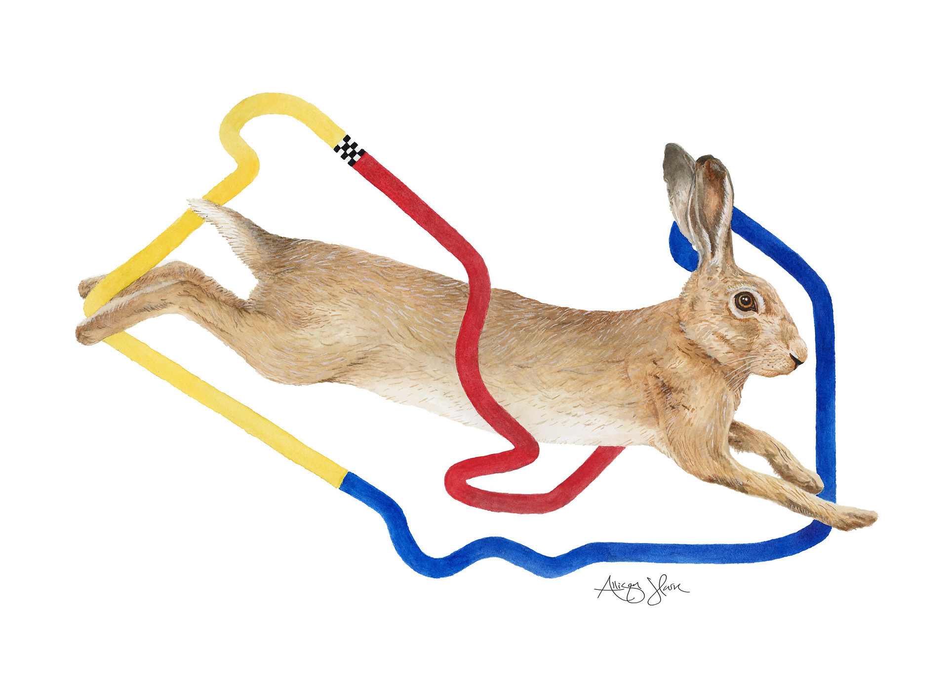 For the British Grand Prix, I chose to depict England’s swiftest native animal, the European hare (or brown hare), racing through the track with unmatched speed and agility, embodying the essence of the high-speed action of Formula 1.
