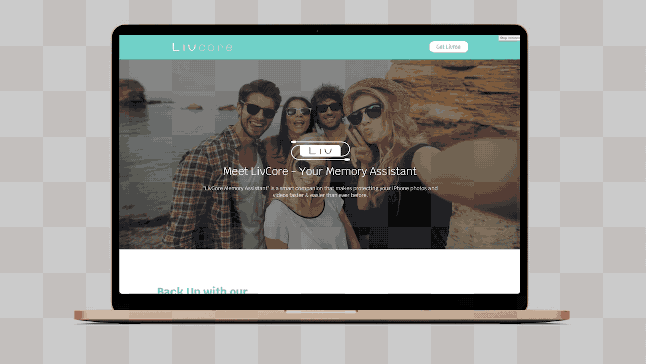 Landing page and visual strategy for the Livcore brand and product (Ignite Agency).