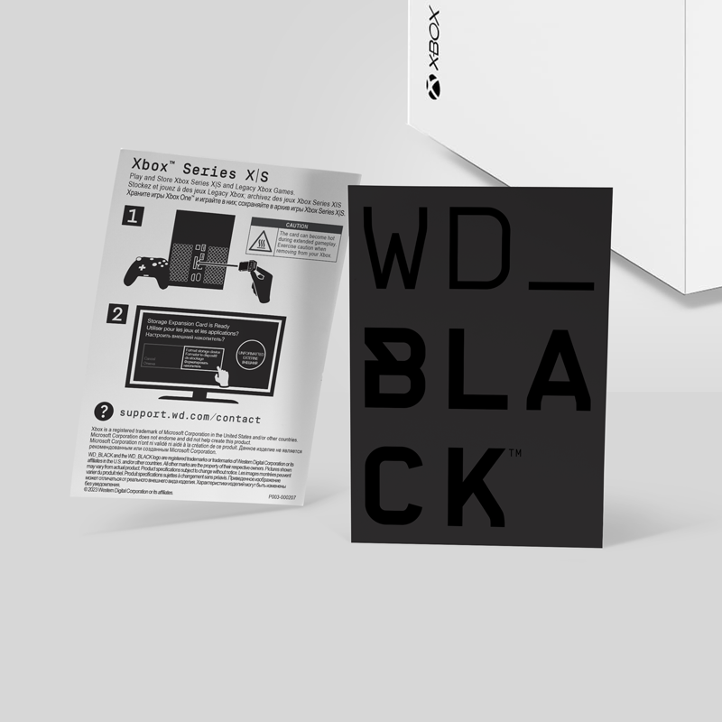 How-to illustration for the WD_Black c50 packaging box insert (Western Digital).