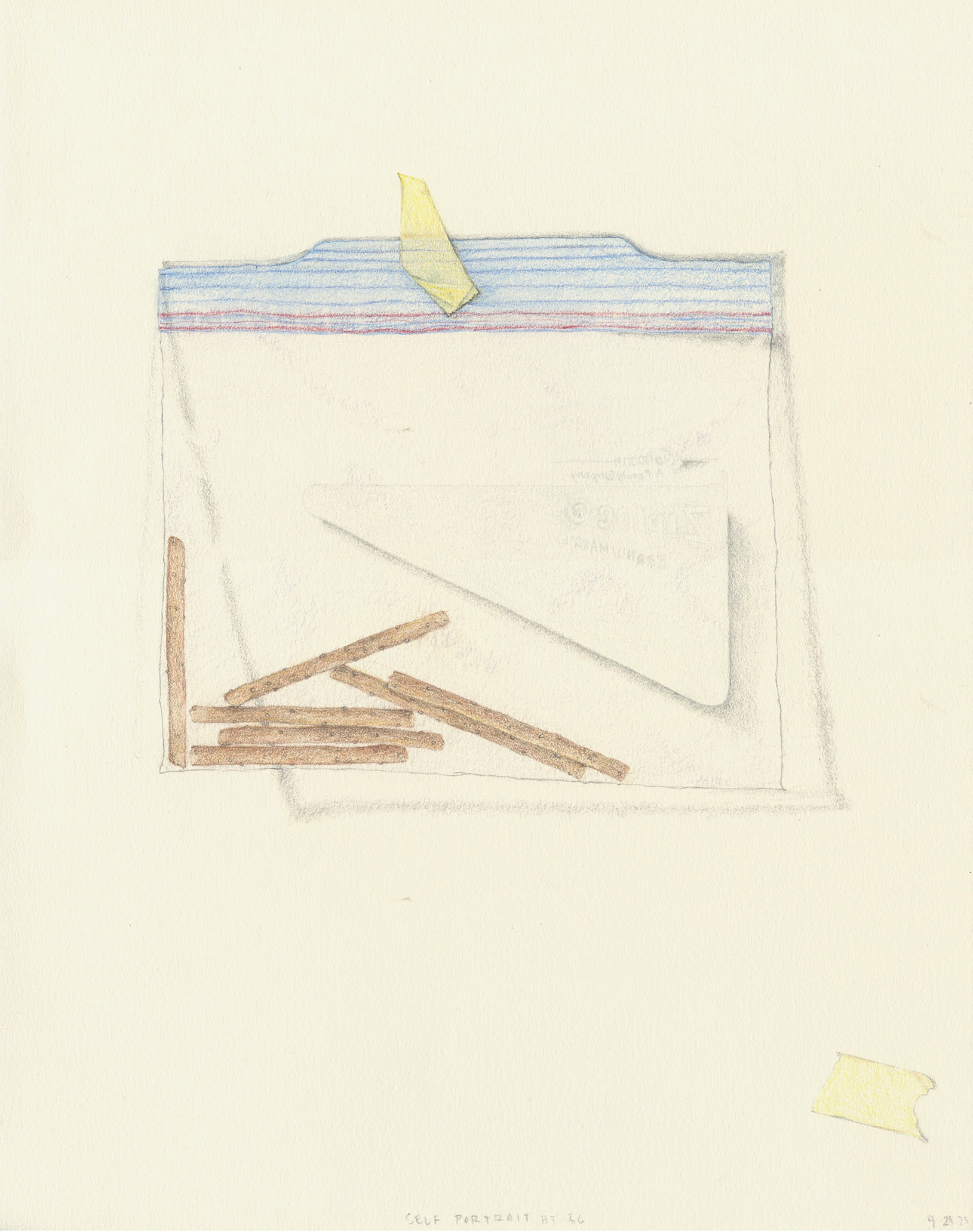 From the Series: Self Portrait, Middle Age. 2023. Graphite and colored pencil on paper. 11"x14"