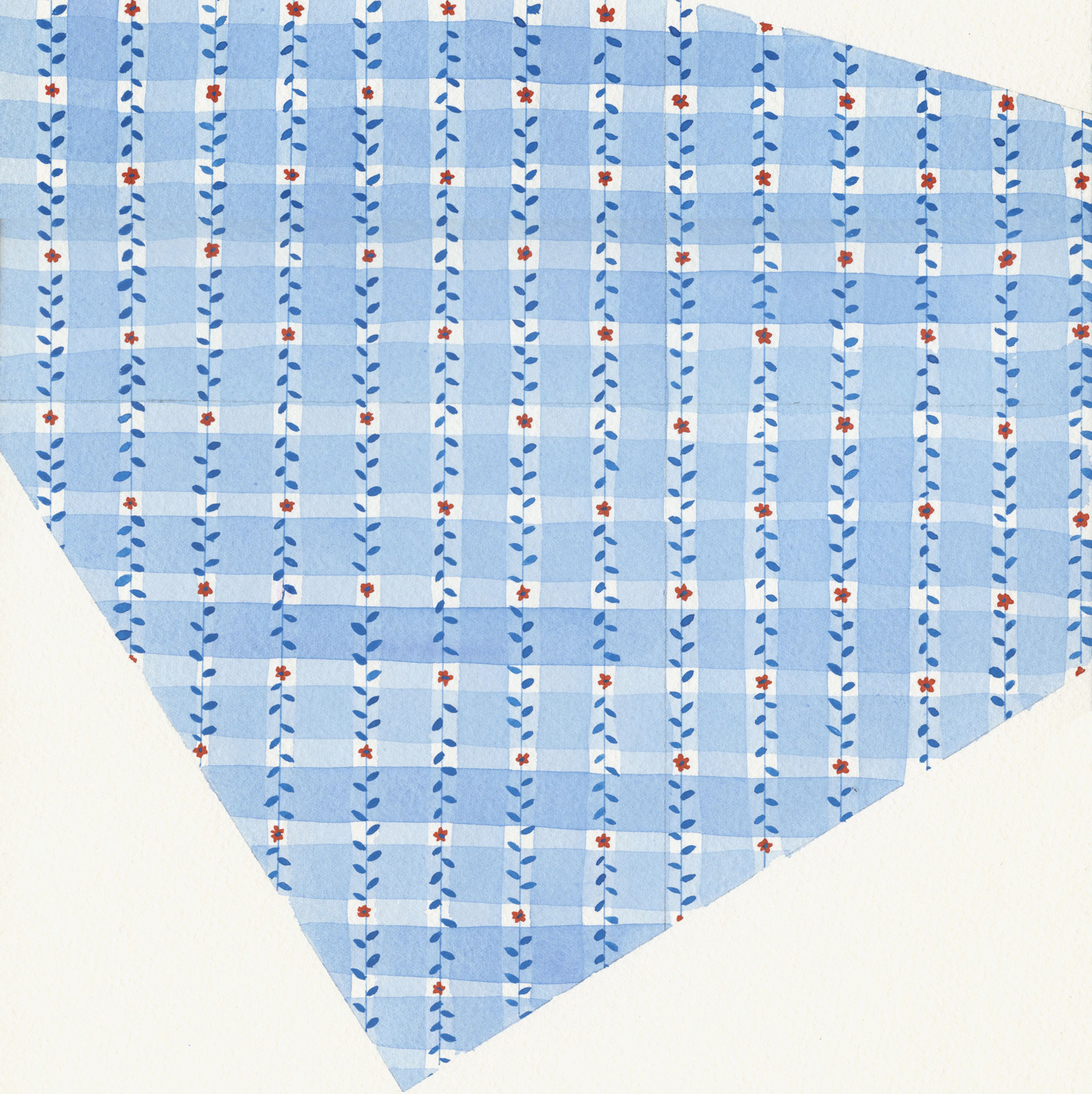 Kerchief. Watercolor and gouache on Arches. 9"x9".2022.