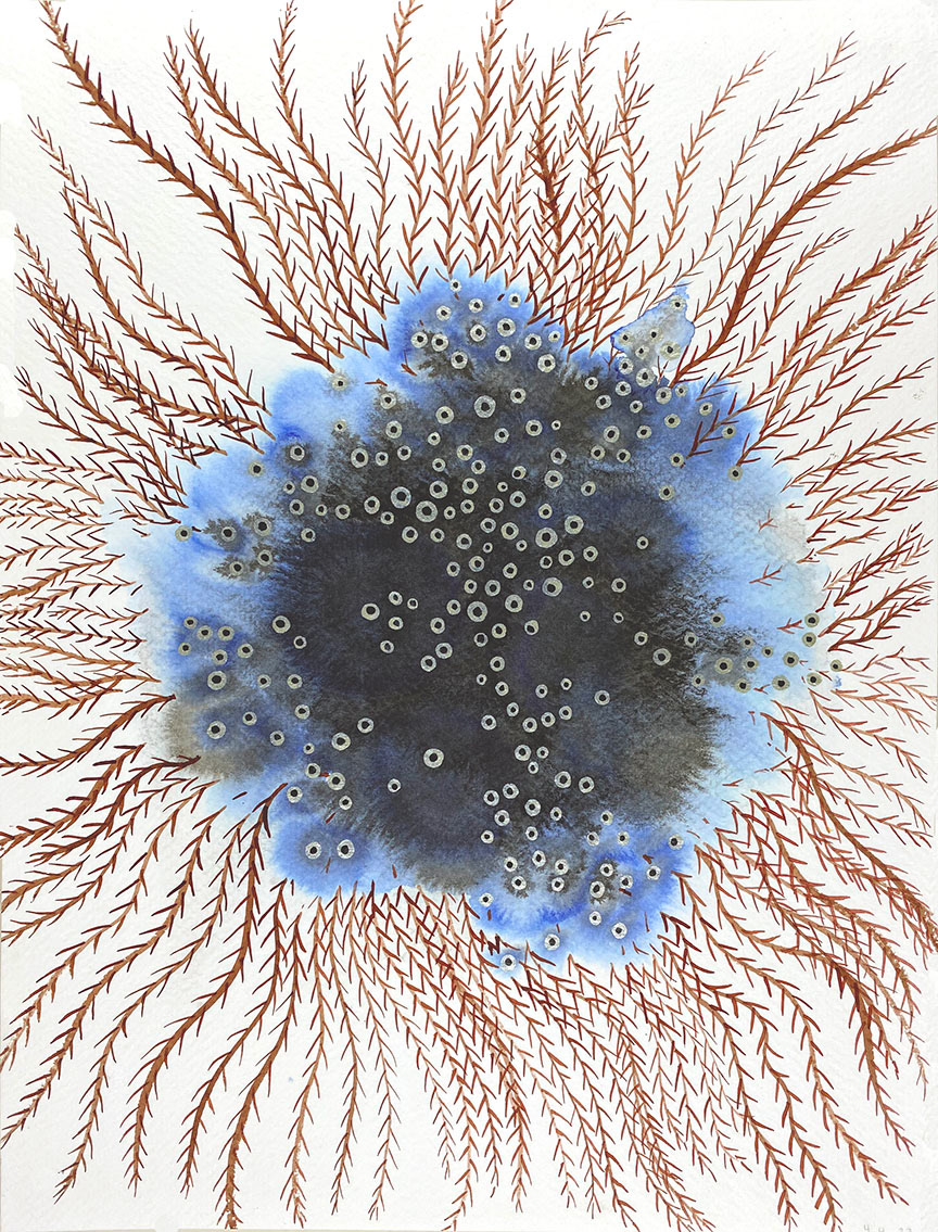 Red Tide_2. 2023. Watercolor and ink on paper. 9"x12".