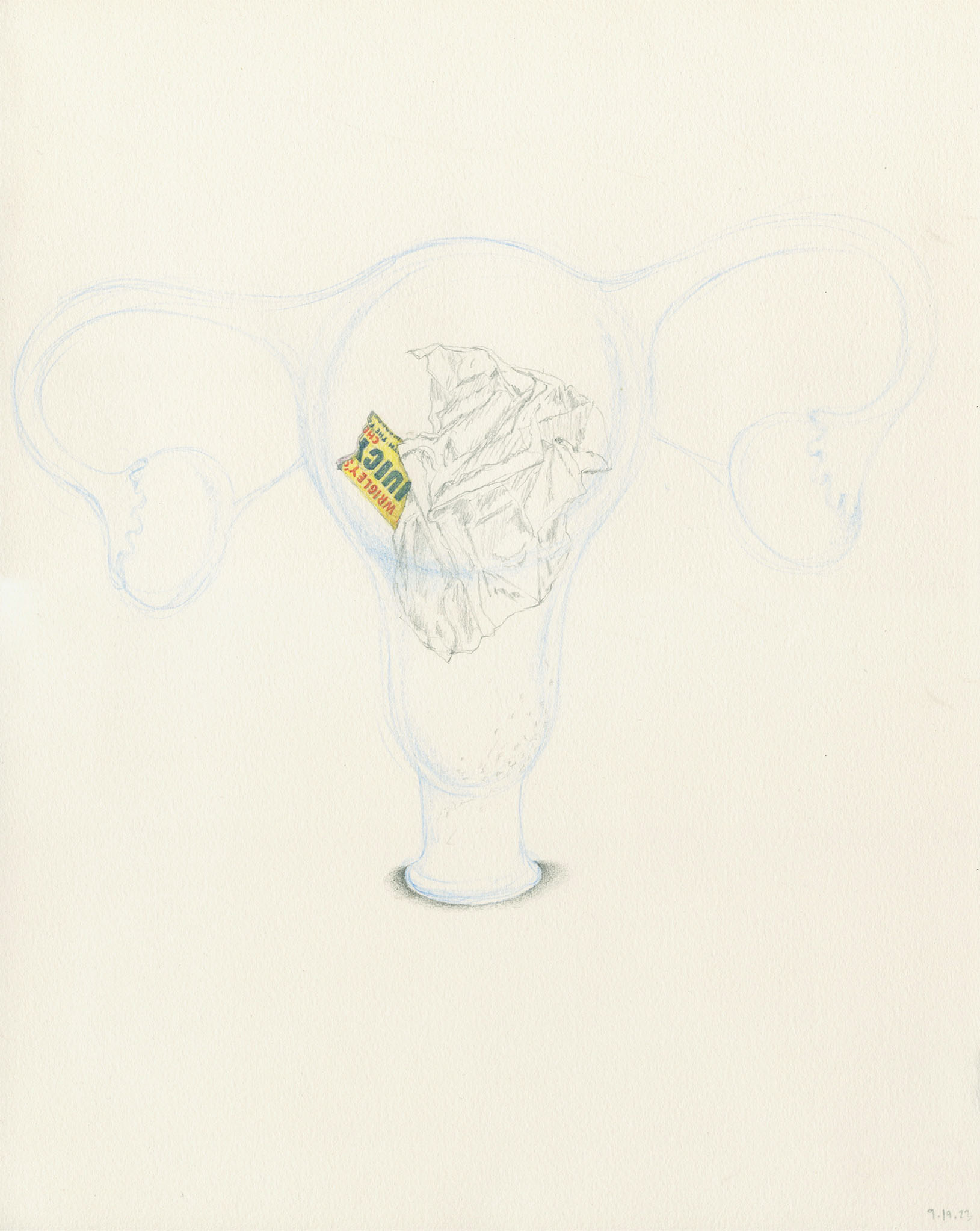 From the Series: Self Portrait, Middle Age. 2023. Graphite and colored pencil on paper. 11"x14"