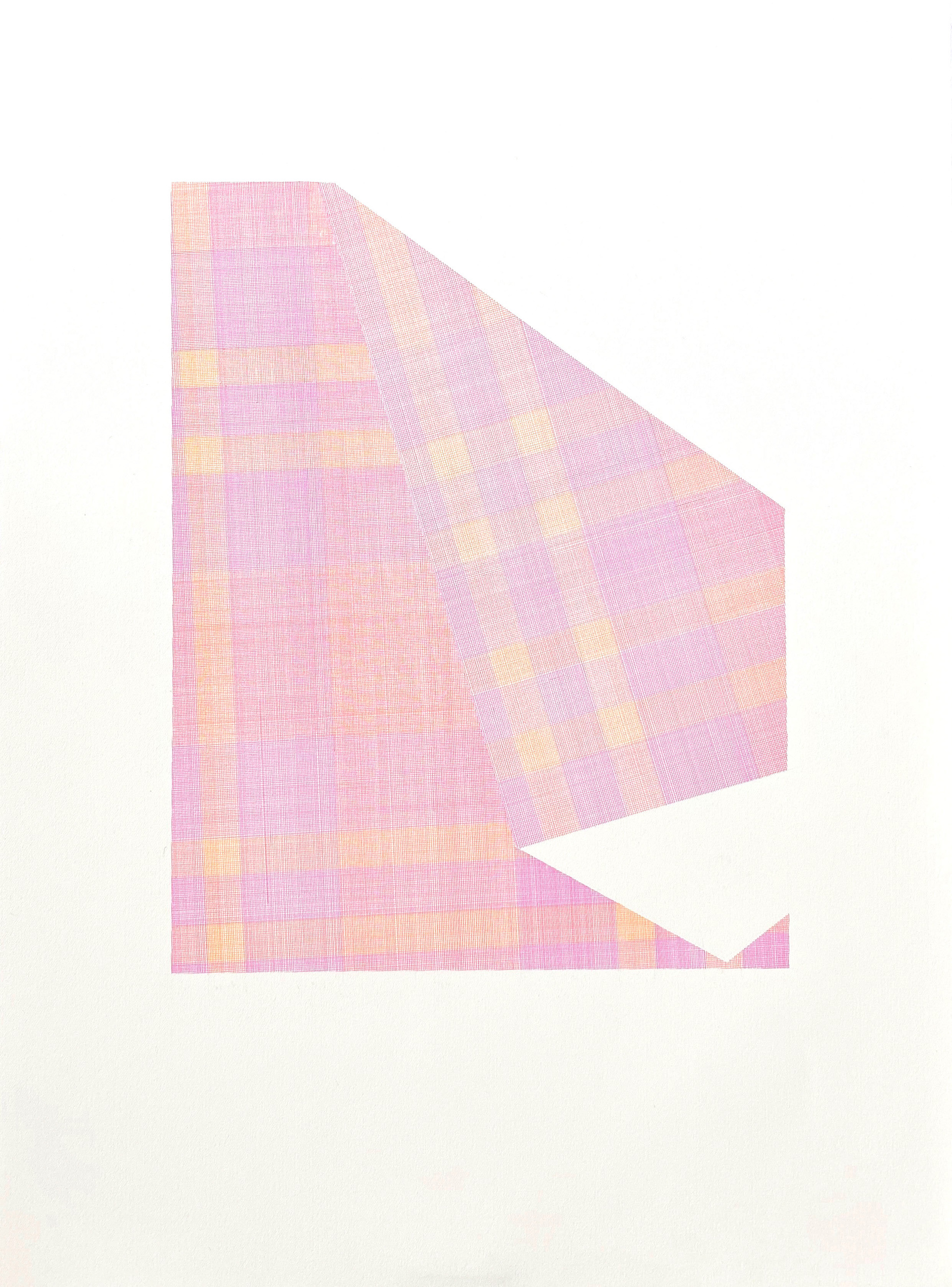 Plaid Study in Pink. Micron pen on Arches. 15"x22". 2018.