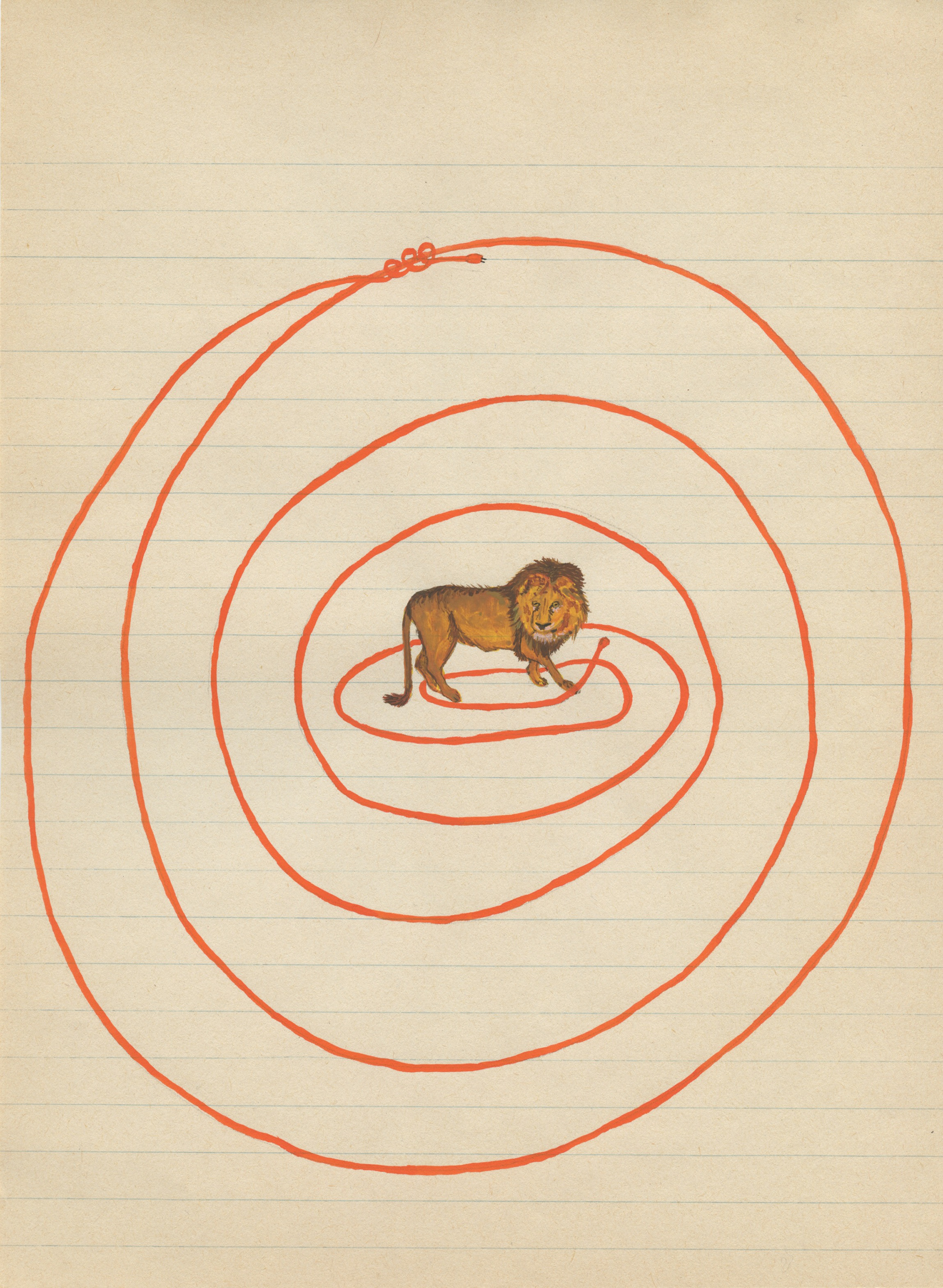 Binding Leo. Gouache on vintage writing paper. 8"x10". 2020.