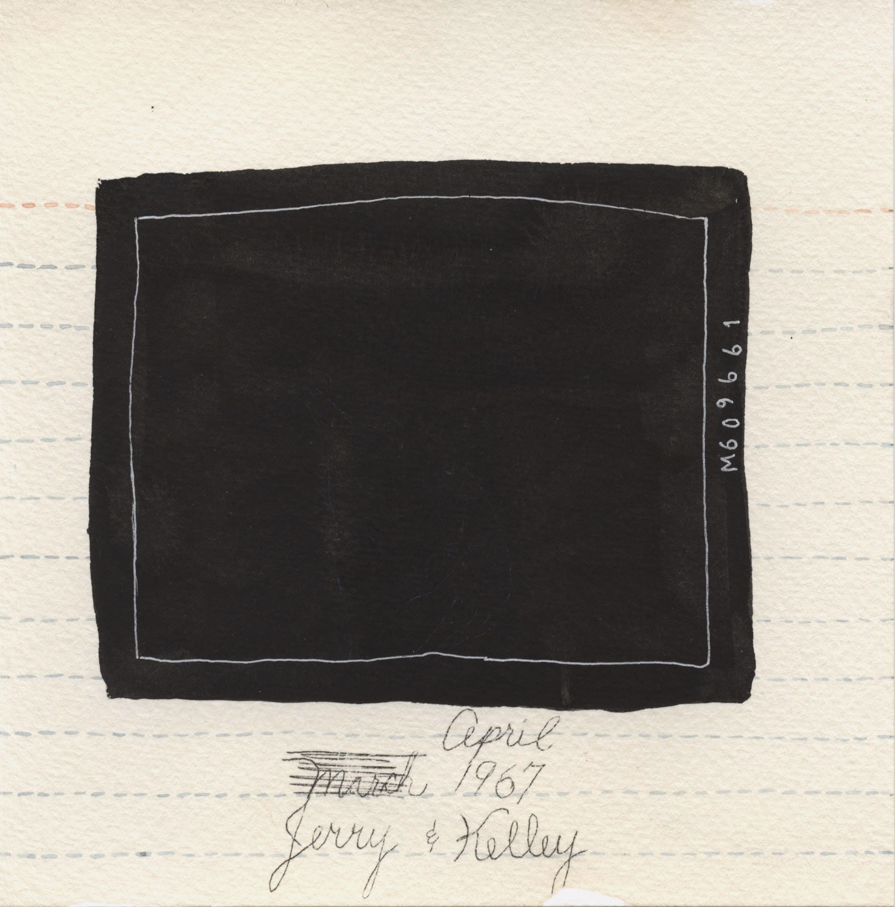 Jerry & Kelley, 1967. 2023. Watercolor, pen and gouache on tea-stained paper. 6"x6".