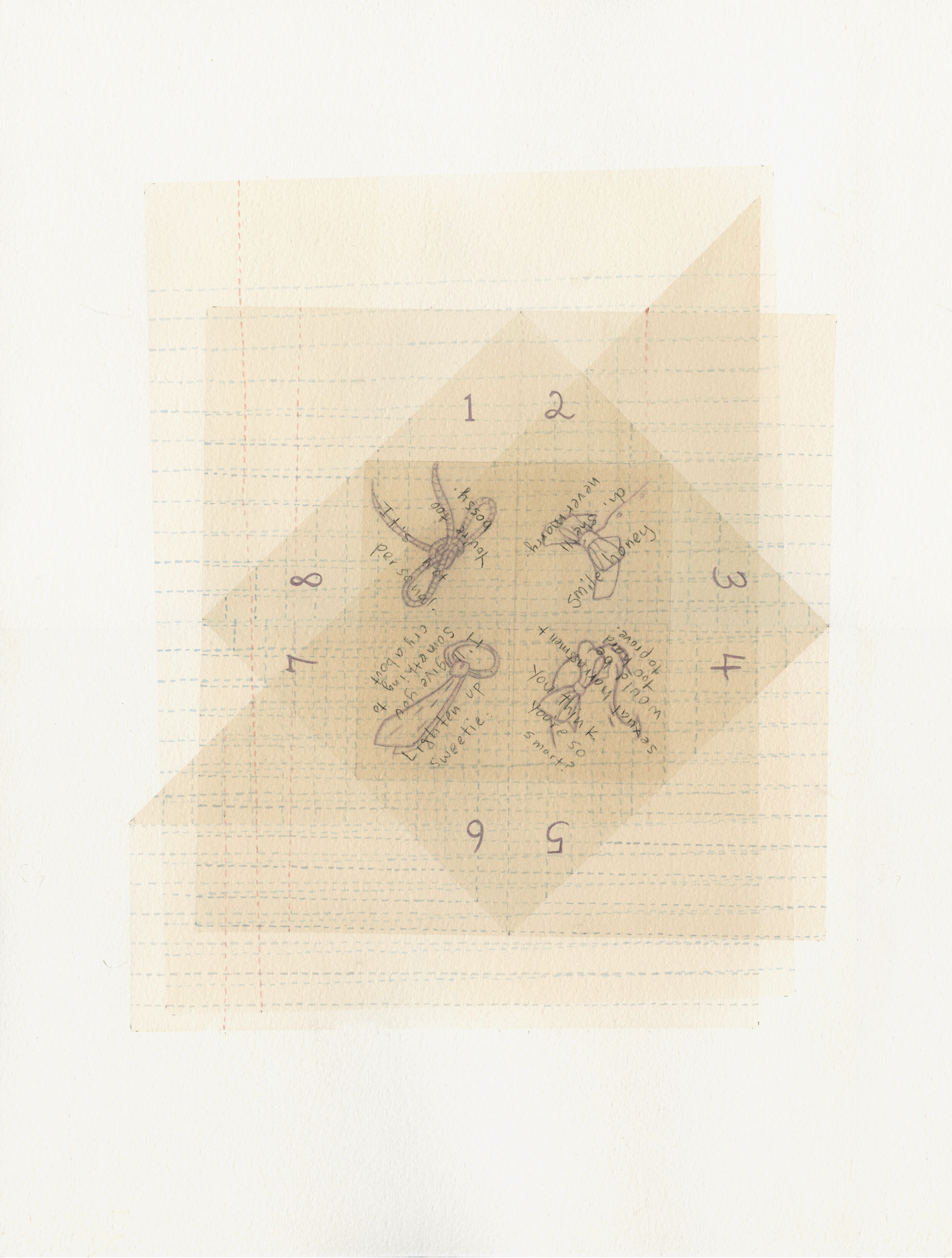 Girls Fortune Teller. 2023. Ink, tea and graphite on paper. 12"x16".