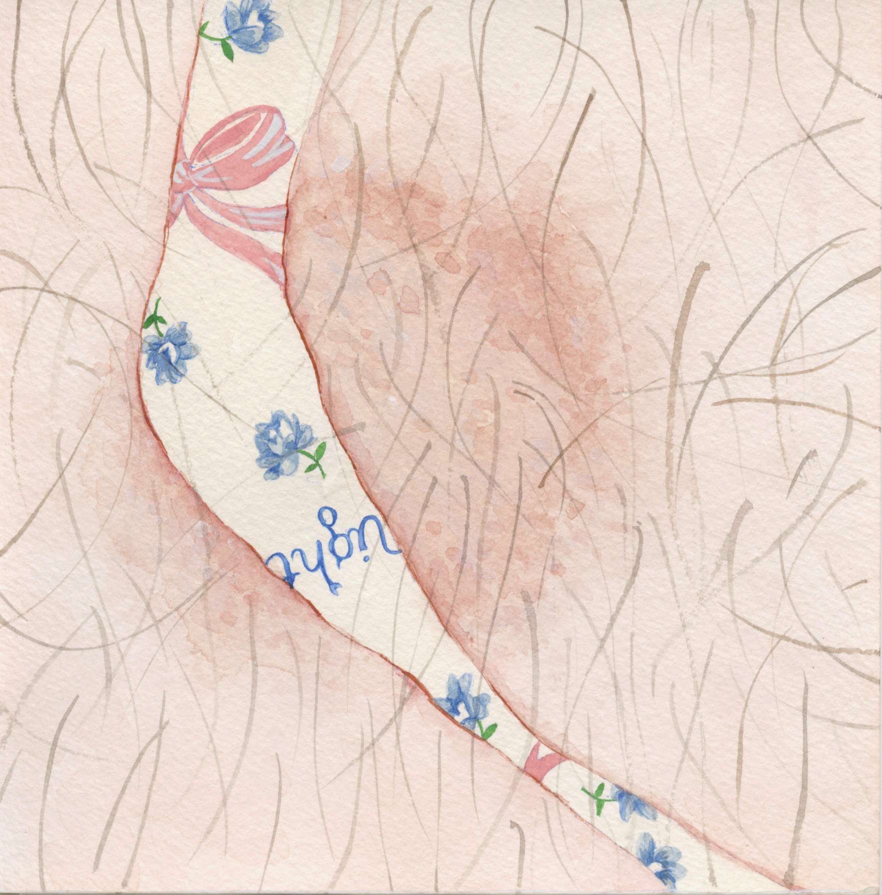 My Skinned Knee. 2023. Watercolor on paper. 6"x6".