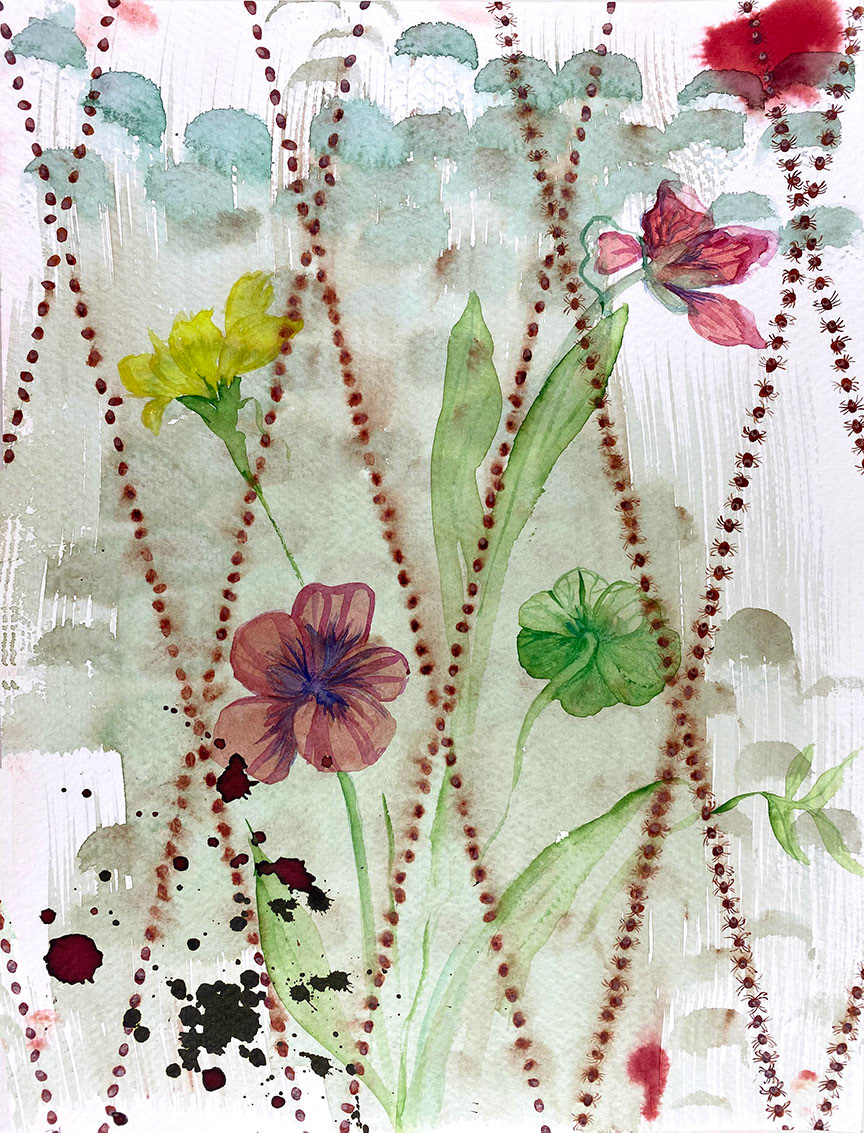 Study for Wallpaper. 2023. Watercolor and ink on paper. 9"x12".