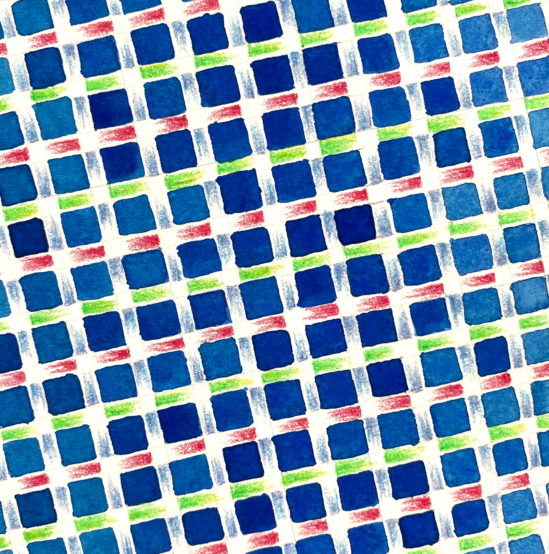 Untitled Fabric Swatch. Watercolor and colored pencil on Arches. 5"x5". 2022.