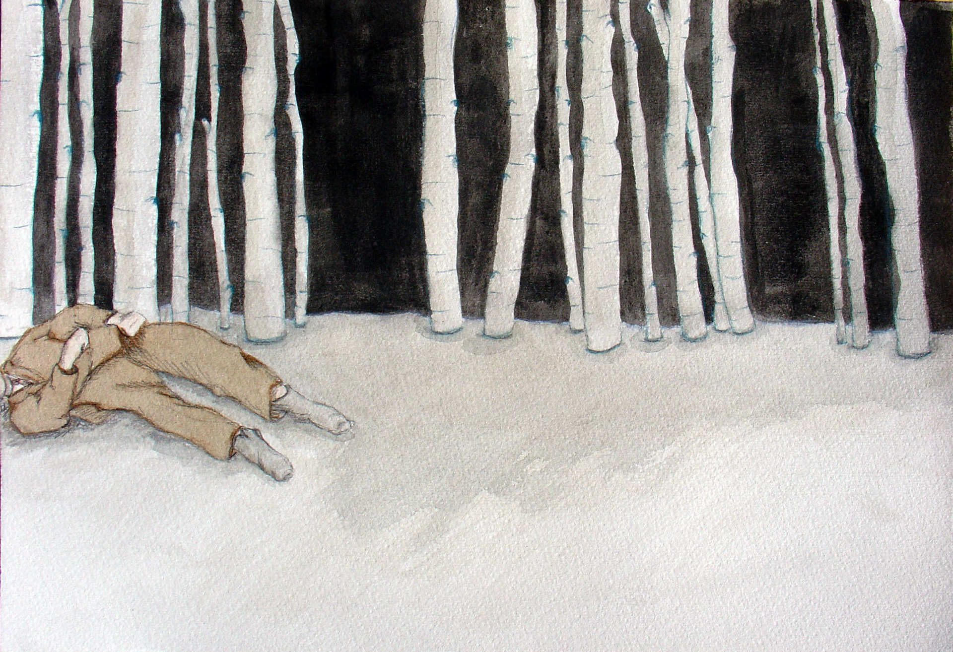 Andrew in Woods. Watercolor on Arches. 10"x8". 2011.
