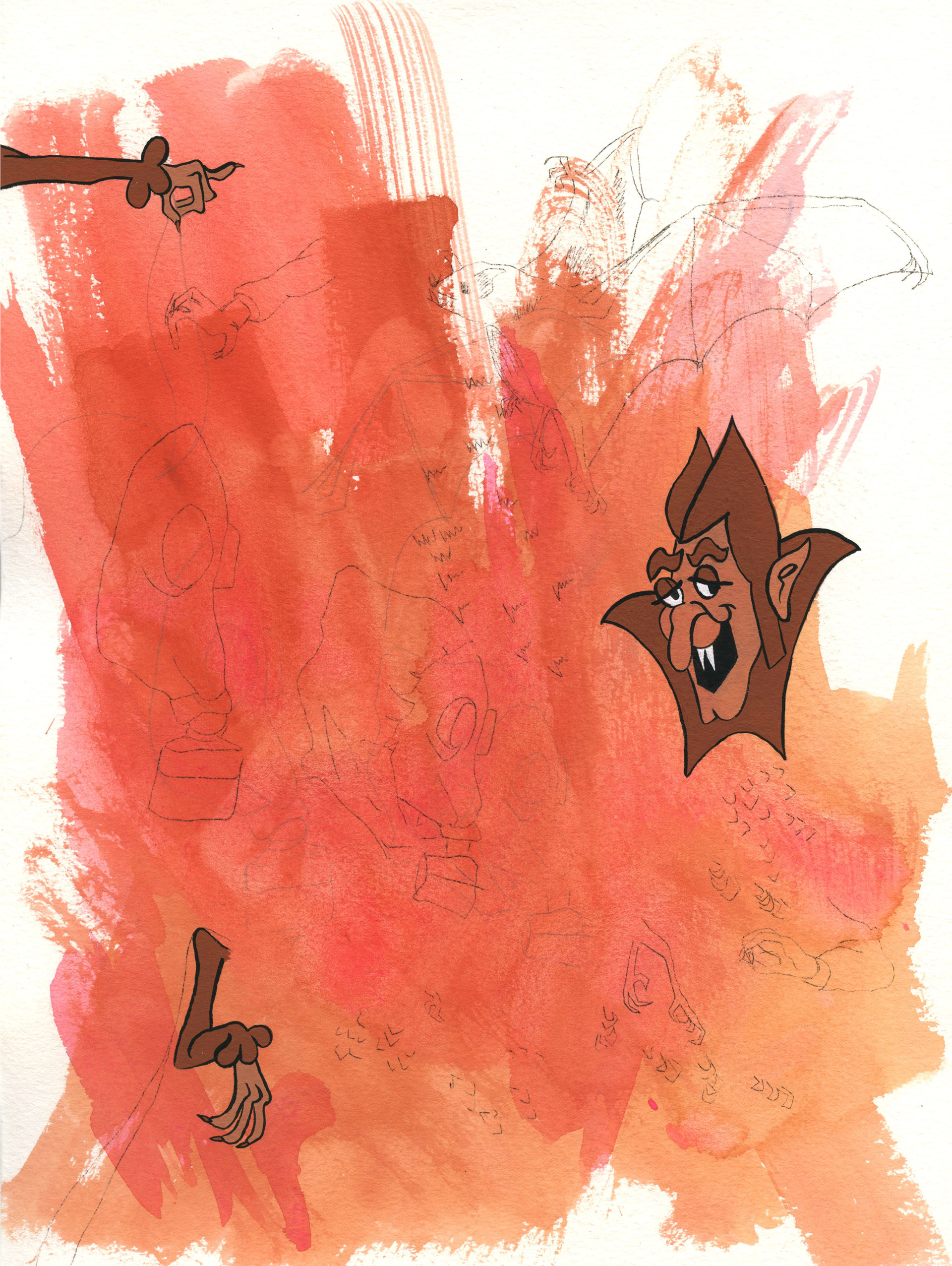 First Crush. Mixed media on paper. 9"x12". 2022.