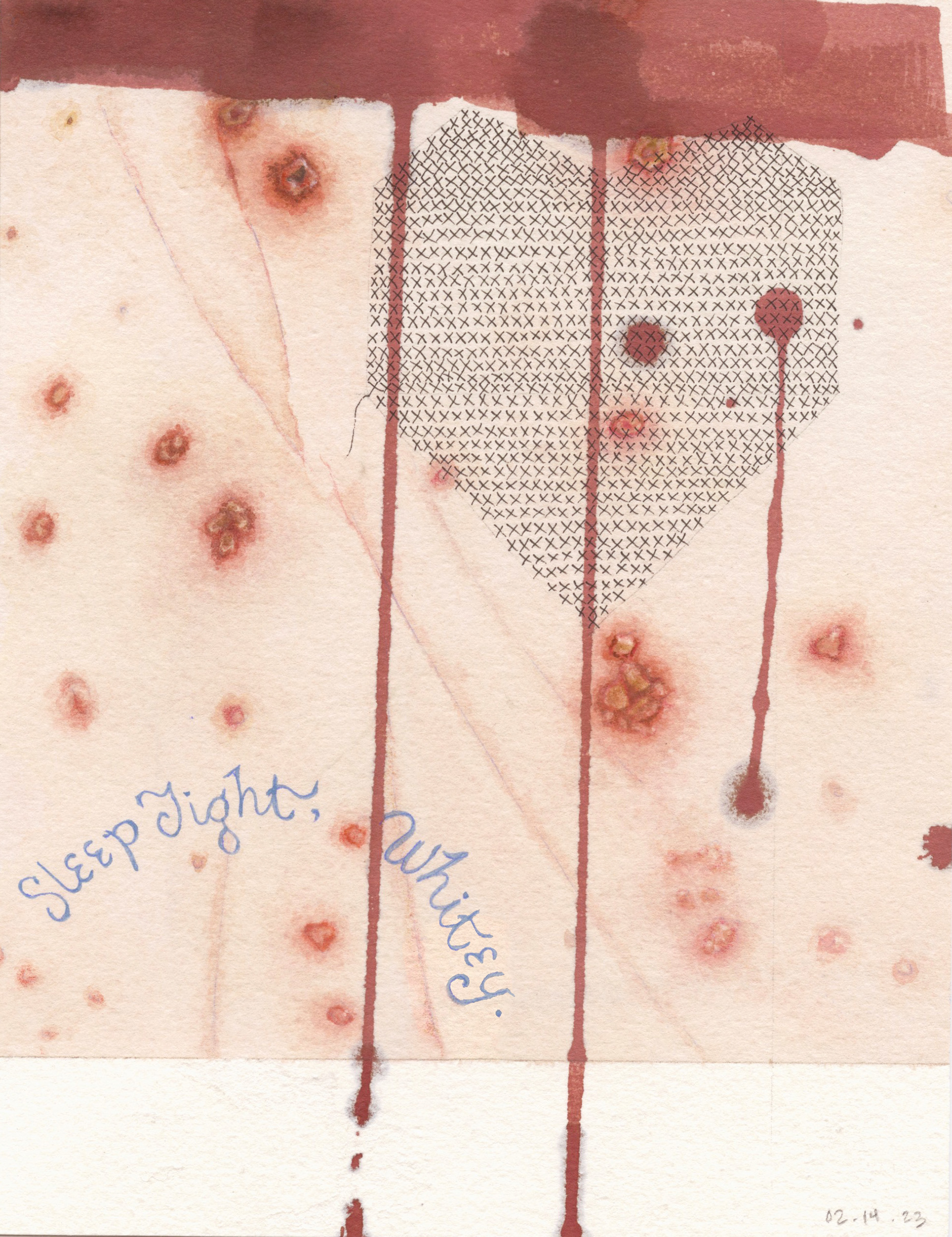 Sleep Tight. 2023. Watercolor and gouache on paper. 9"x12".