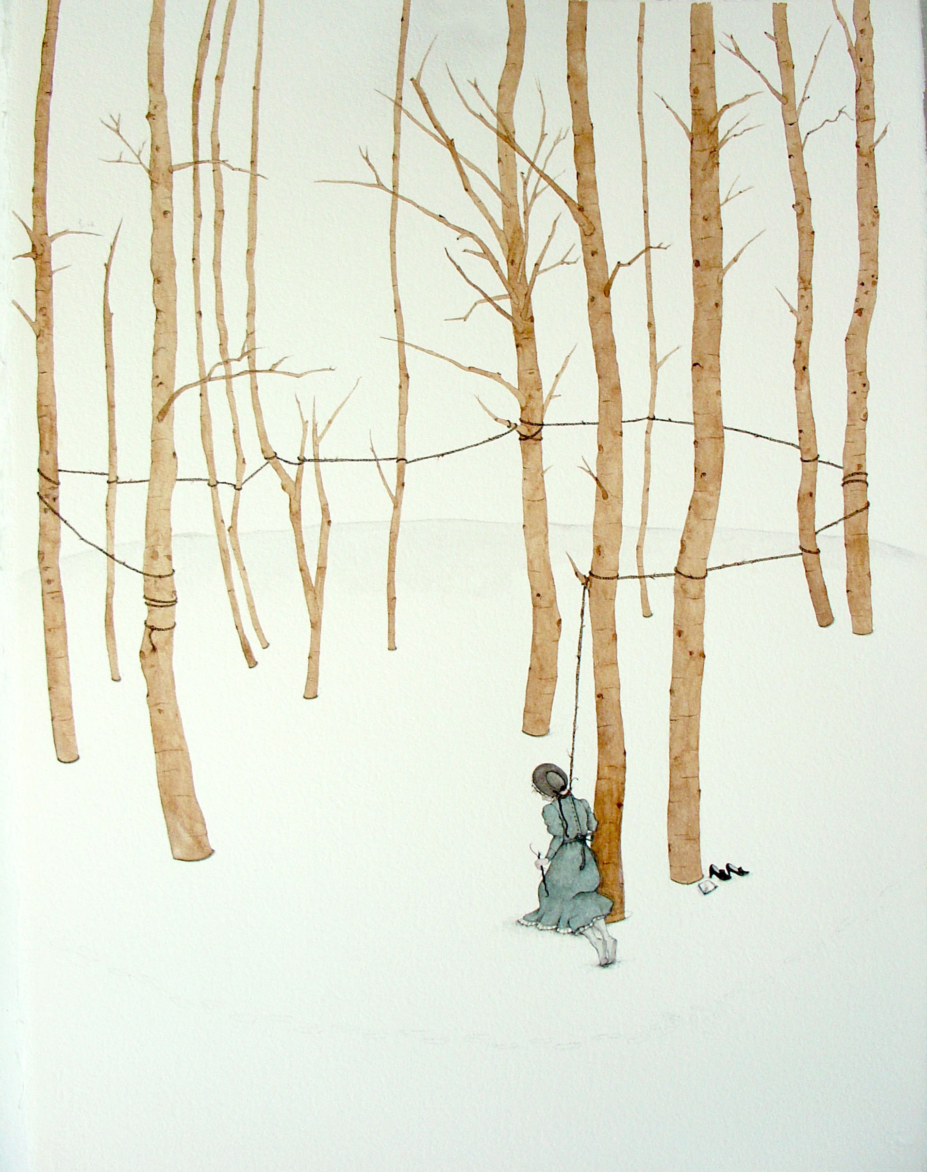 Death in the Woods. Watercolor on Arches. 22"x30". 2013
