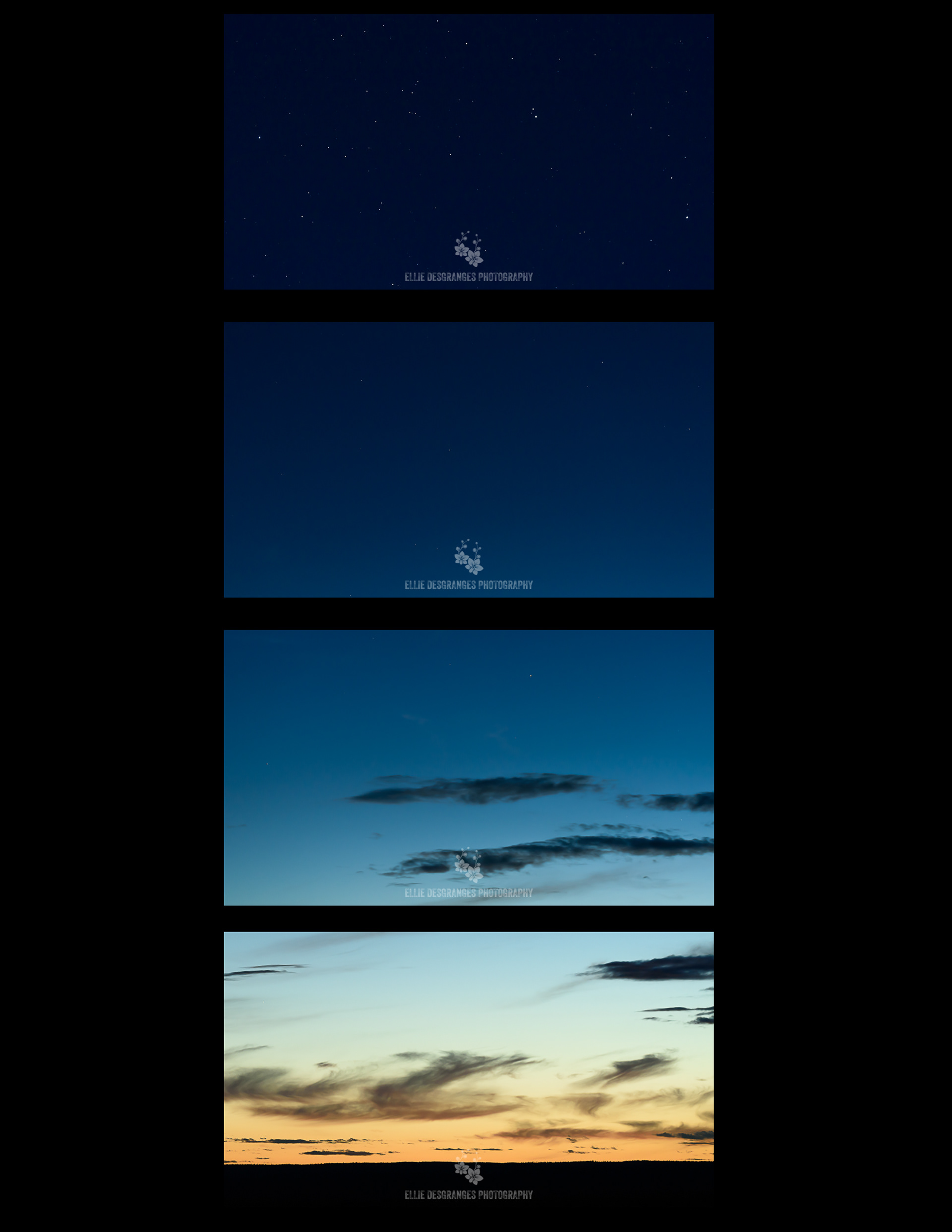 "When Evening Calls", Installation of 4 frames, 9x16" (panoramic) / Prince Albert National Park, Saskatchewan, Canada (2021)