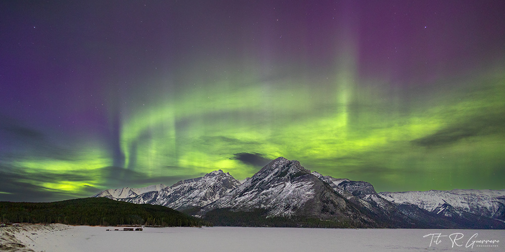 Northern Lights over Mt. Astley; Banff National Park, Alberta, Canada
