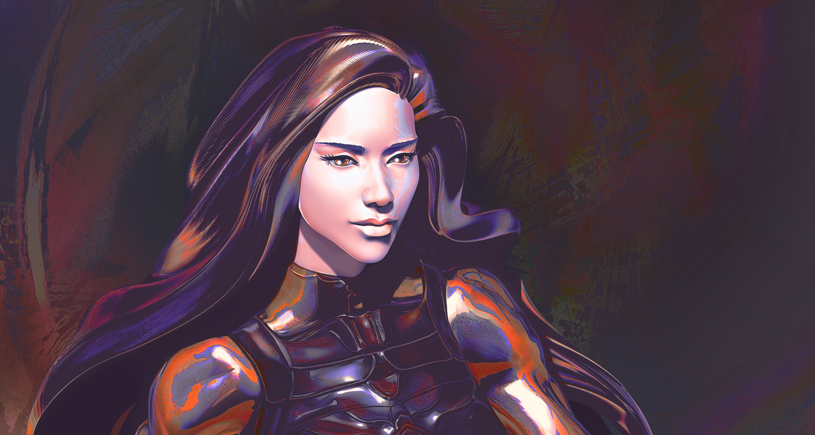 Warm Autumn Female Firefighter. 13 x 22 in. Giclee. April 2026. No AI.