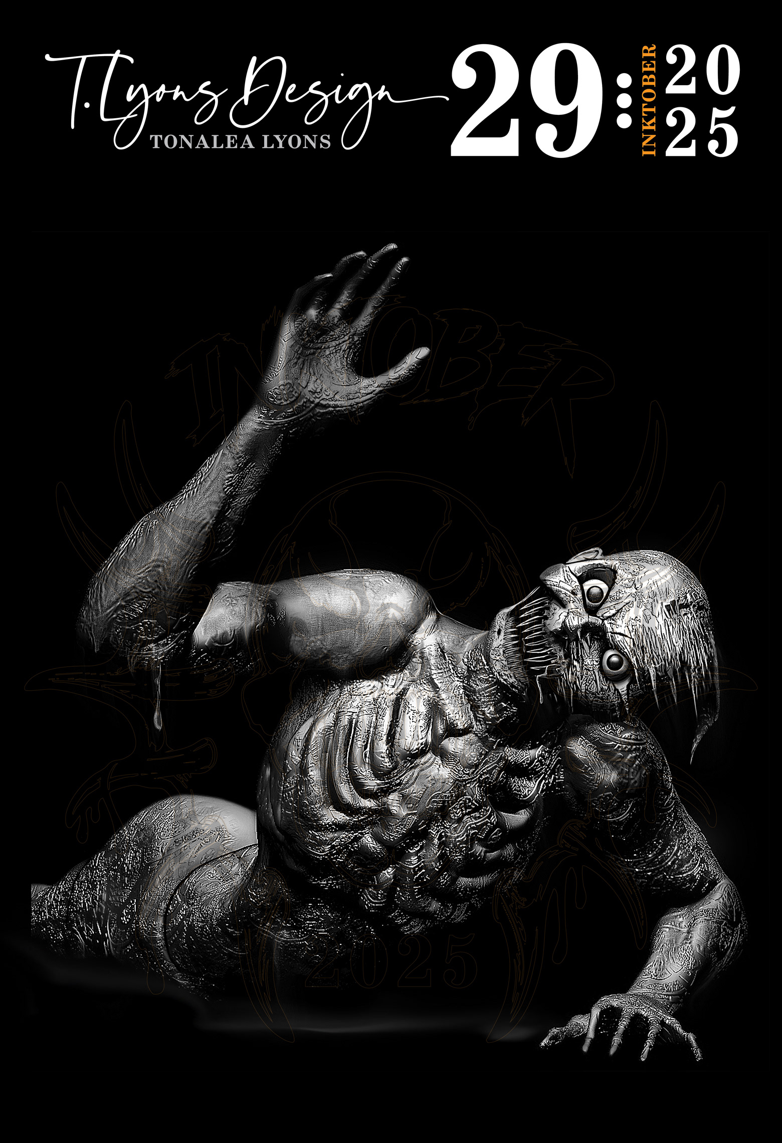 T's Halloween Inktober 2025. Zombie, 13 x 19 in. Giclee. October 2025