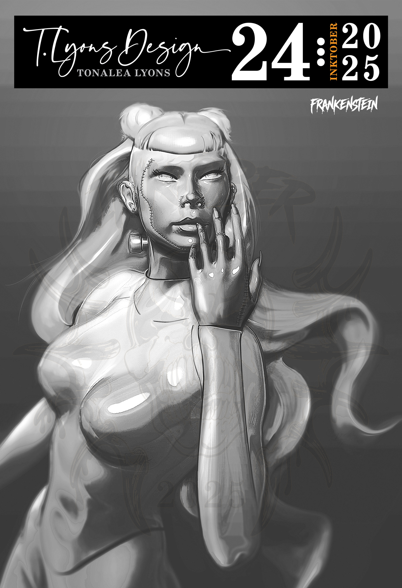 T's Halloween Inktober 2025. Franketstein, 13 x 19 in. Giclee. October 2025