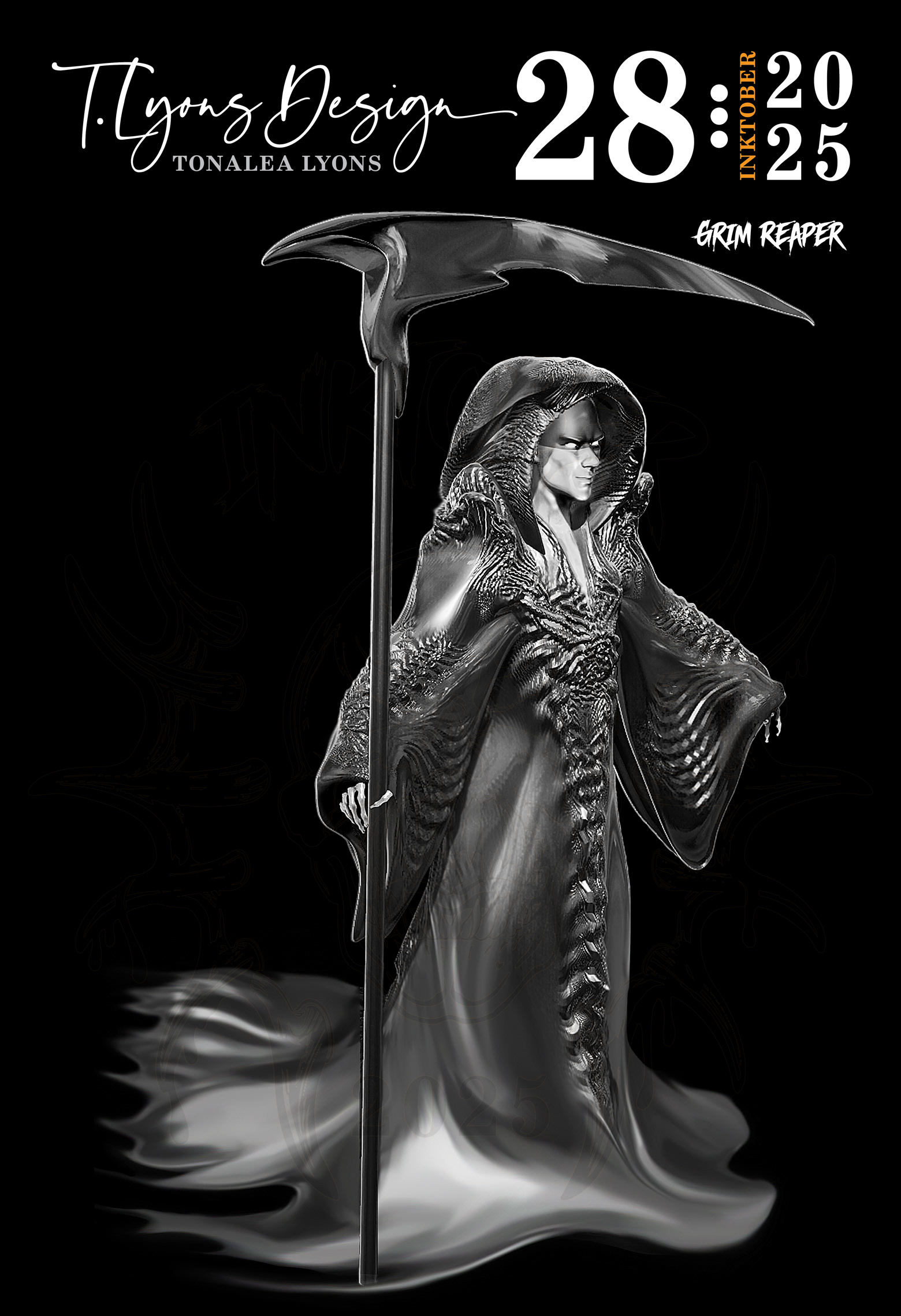 T's Halloween Inktober 2025. Grim Reaper, 13 x 19 in. Giclee. October 2025