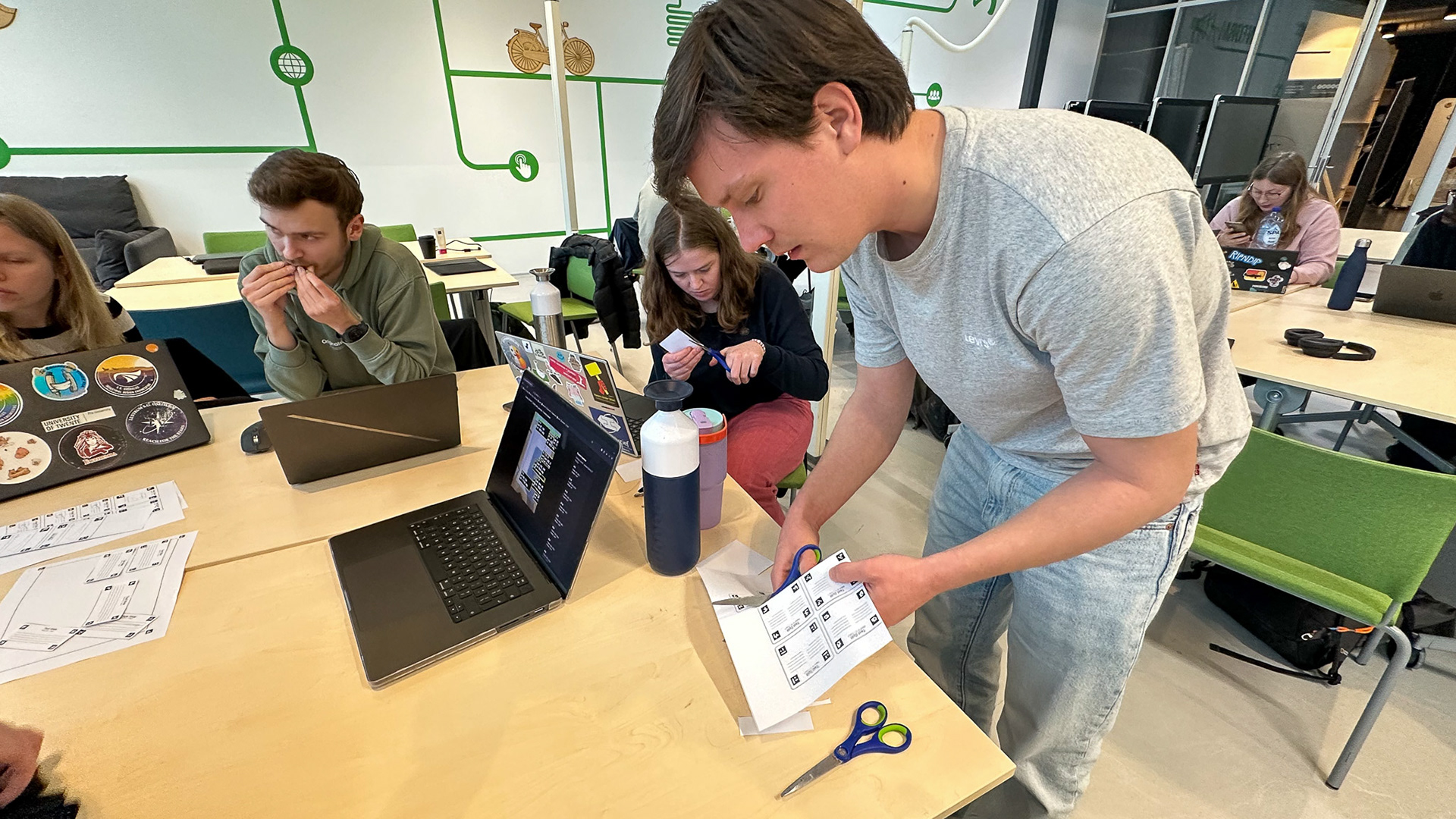 Figure 3. Cutting out the wireframe pieces.