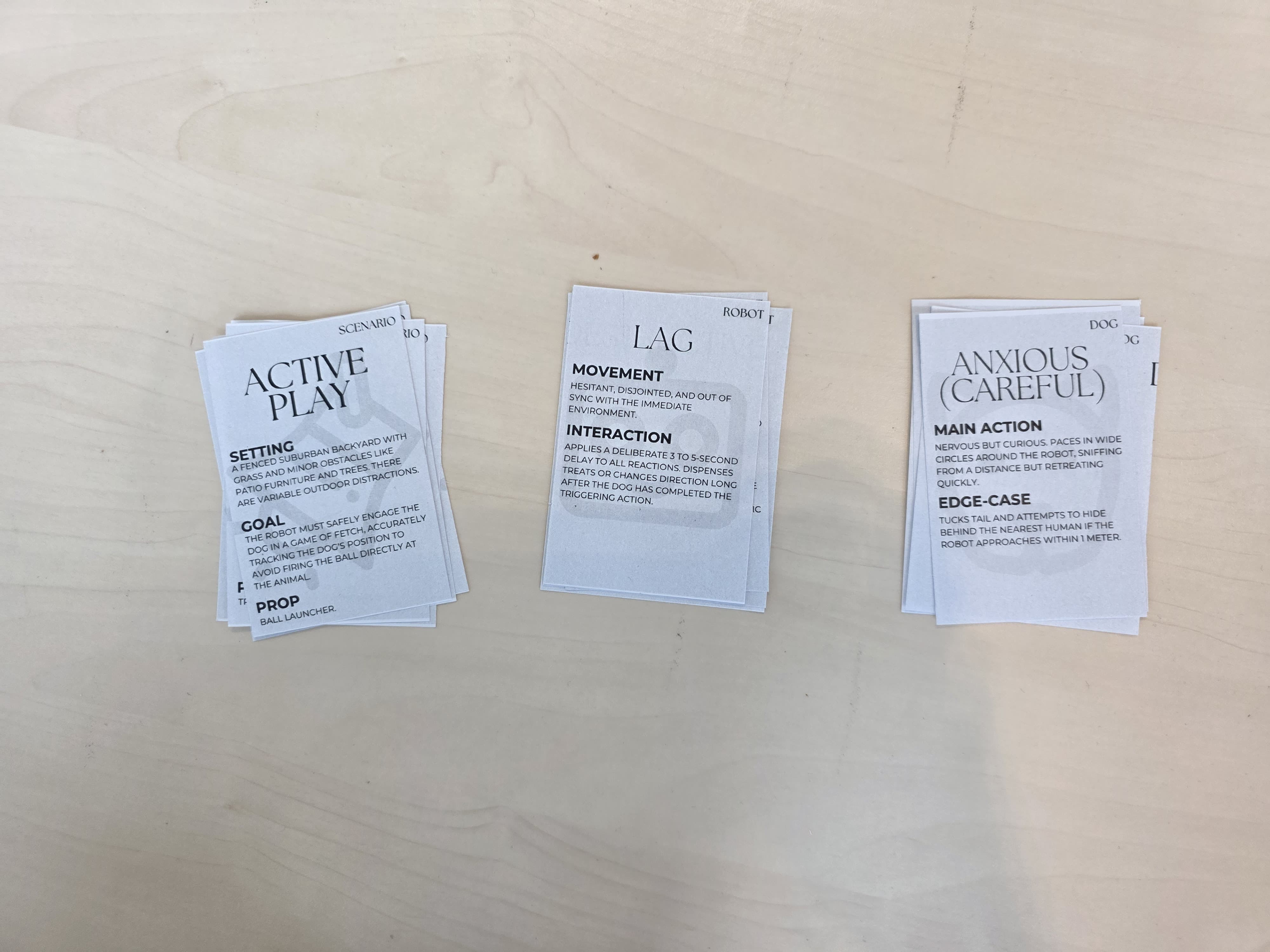 Figure 17. Physicalisation - First version of the scenario cards, physical stacked.